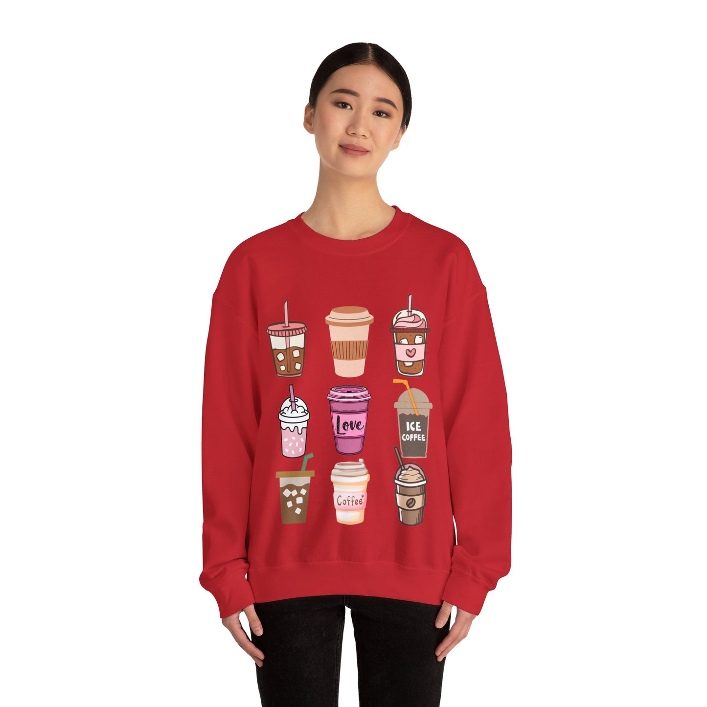 ☕ Iced Coffee Drinks Sweatshirt USA | Fun Unisex Sweater for Coffee Lovers