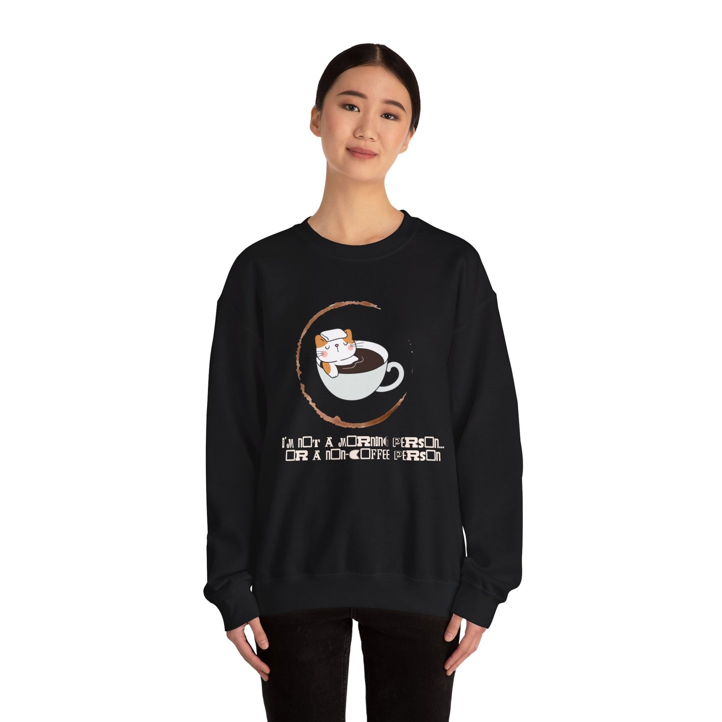 π±β Not a Morning Person Coffee Cat Sweatshirt USA | Funny Unisex Coffee Sweater