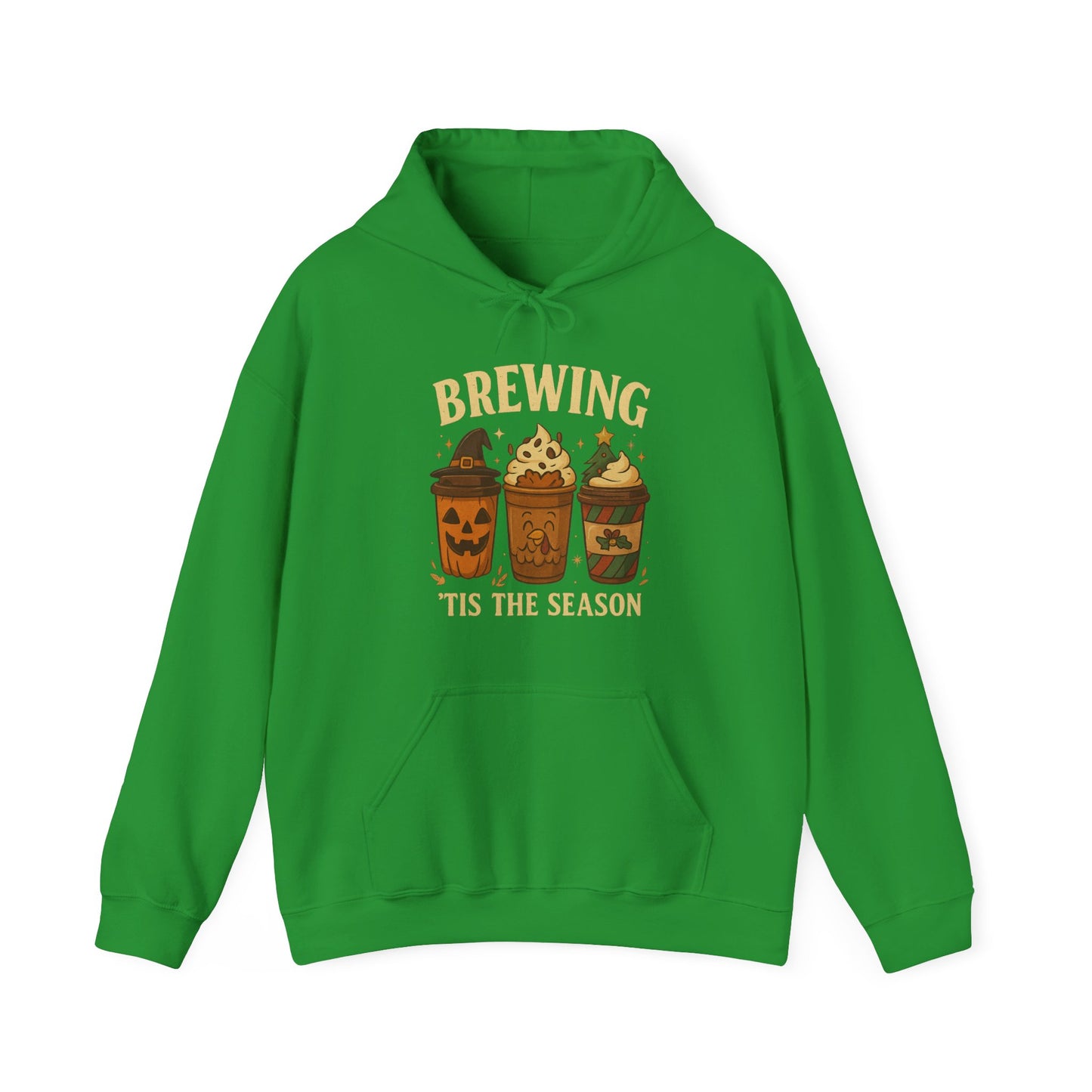 Brewing ’Tis The Season Hoodie USA 🎃🦃🎄 – Unisex Holiday Coffee Hoodie
