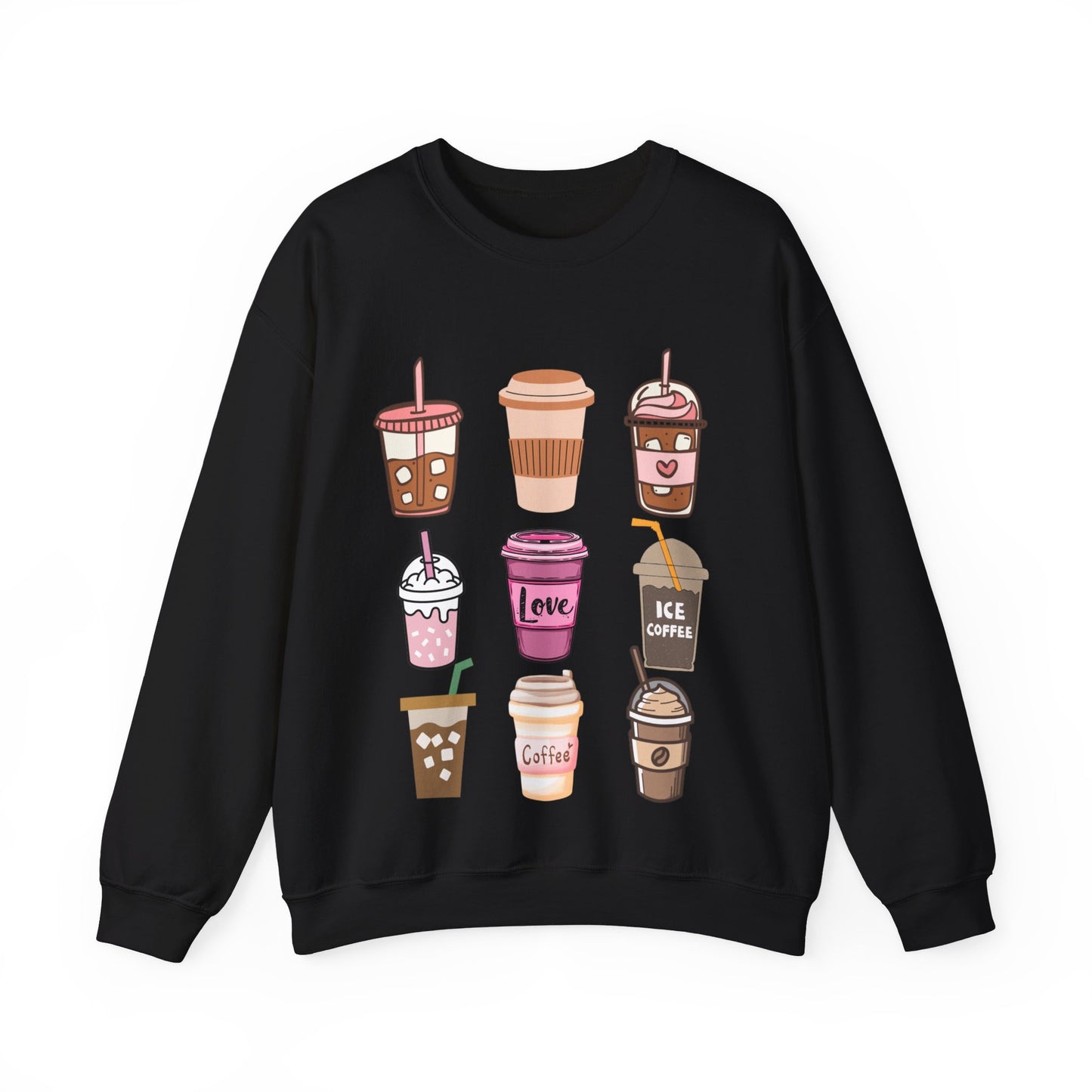 ☕ Iced Coffee Drinks Sweatshirt USA | Fun Unisex Sweater for Coffee Lovers