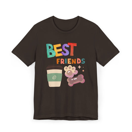 Best Friends Coffee & Dogs T-Shirt – Cute Pet Lover Graphic Tee for Coffee Fans (USA Only)