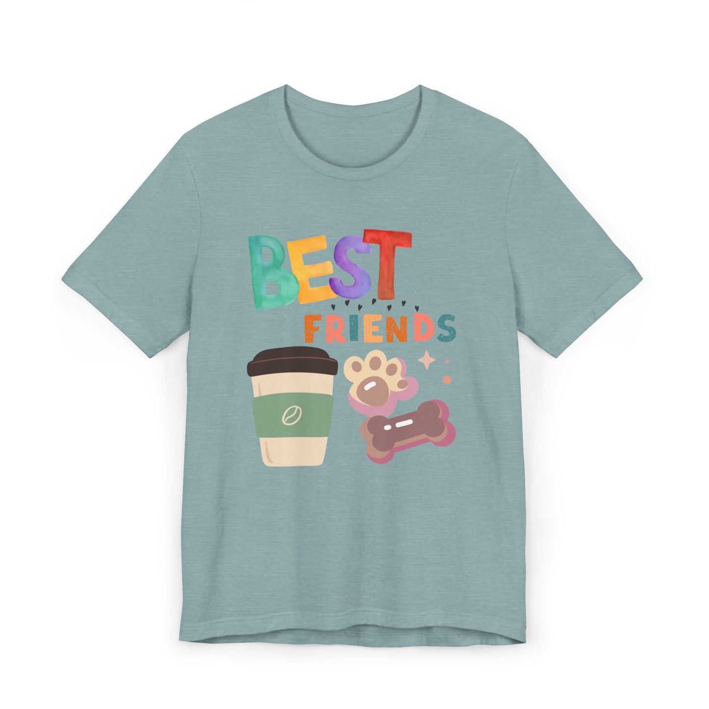 Best Friends Coffee & Dogs T-Shirt – Cute Pet Lover Graphic Tee for Coffee Fans (USA Only)