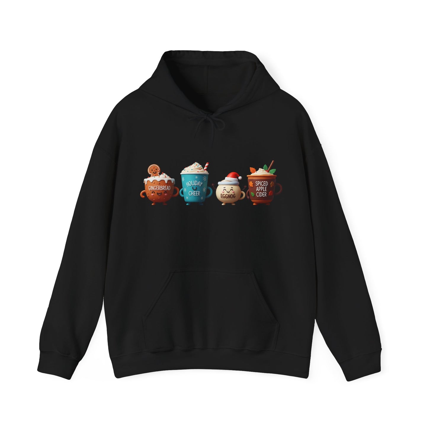 Holiday Drinks Hoodie USA πβ β Unisex Hoodie with Gingerbread, Eggnog & Cider