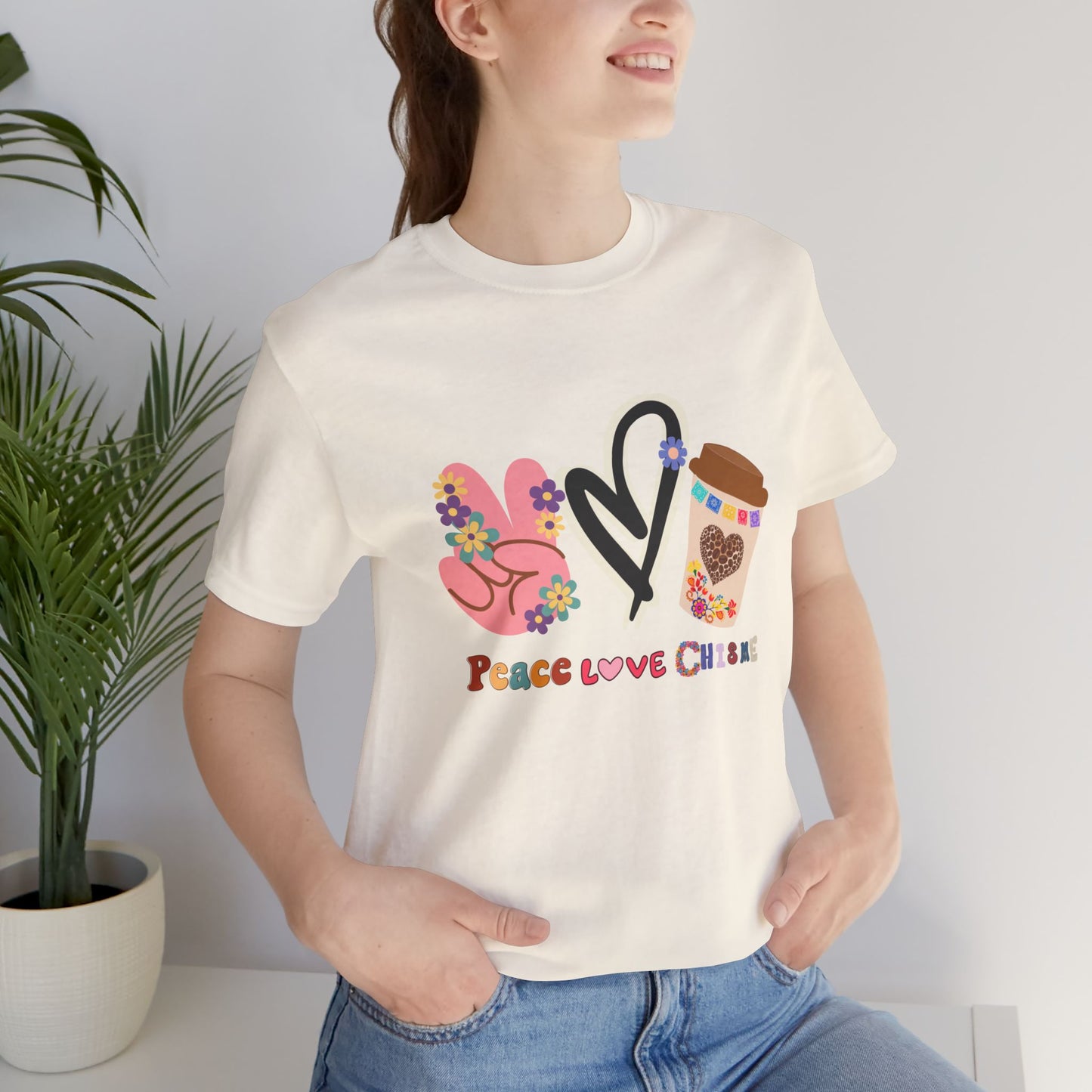 Peace Love Chisme T-Shirt β Fun Coffee Graphic Tee for Everyday Vibes (USA Shipping)