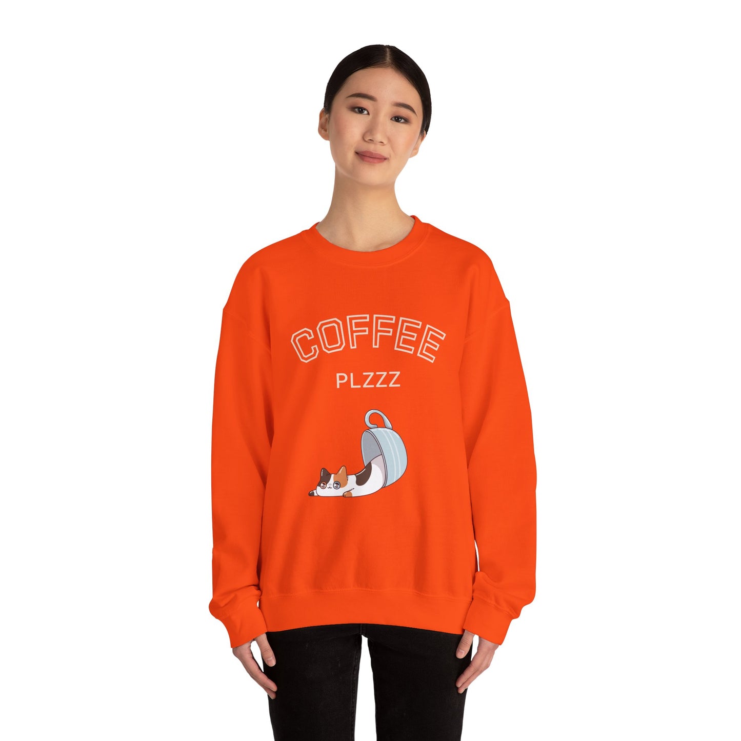 π±β Coffee Plzzz Cat Sweatshirt USA | Eco-Friendly Unisex Coffee Sweater