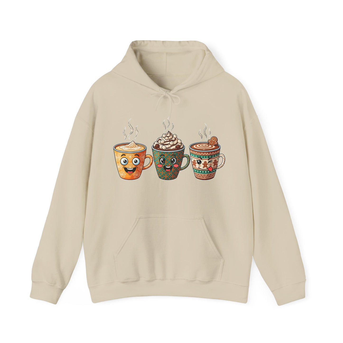Festive Coffee Cups Hoodie USA πβ β Unisex Holiday Coffee Hoodie with Fun Designs