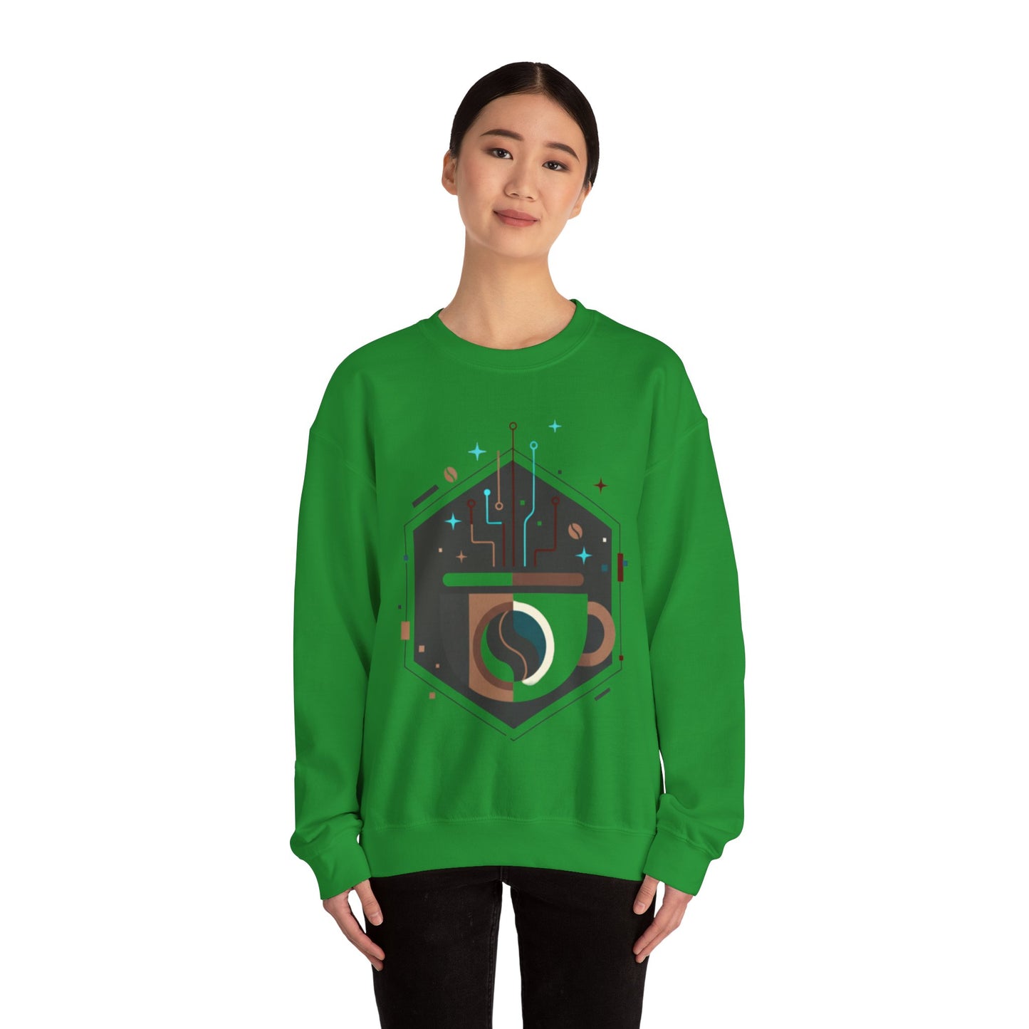 ⚡☕ Tech Coffee Circuit Sweatshirt USA | Eco-Friendly Unisex Coffee Sweater