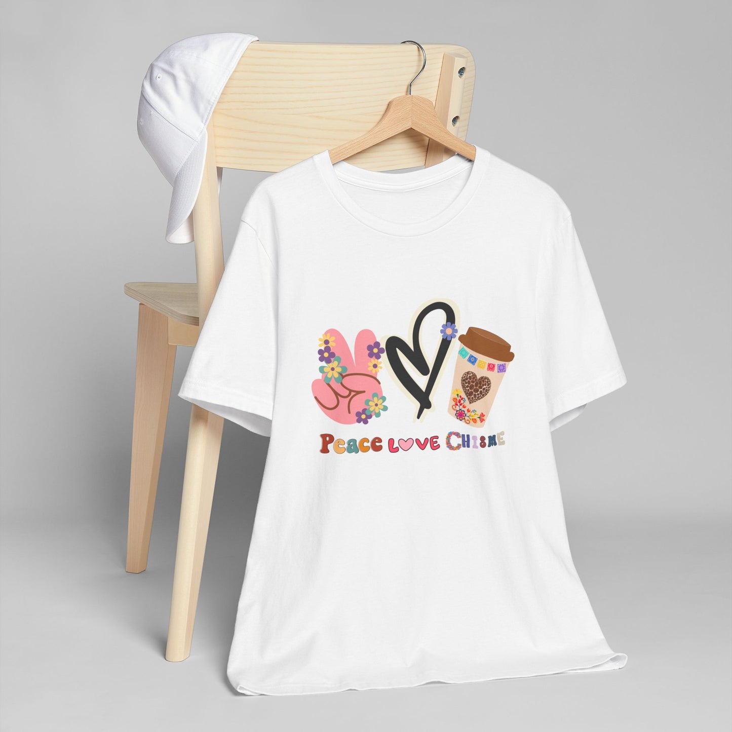 Peace Love Chisme T-Shirt β Fun Coffee Graphic Tee for Everyday Vibes (USA Shipping)