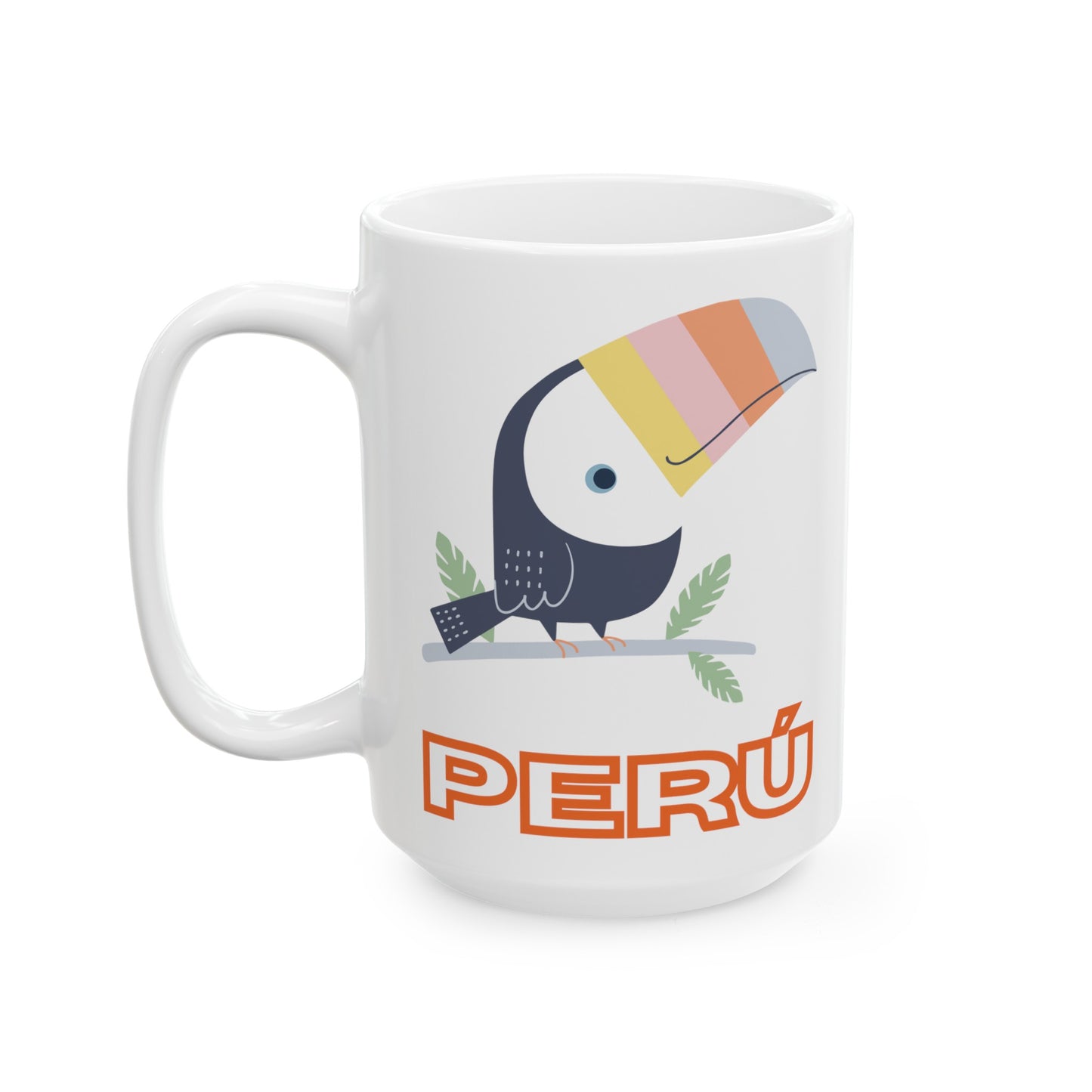 Best Peruvian Ceramic Coffee Mug, (11oz, 15oz) "Peruvian Toucan"