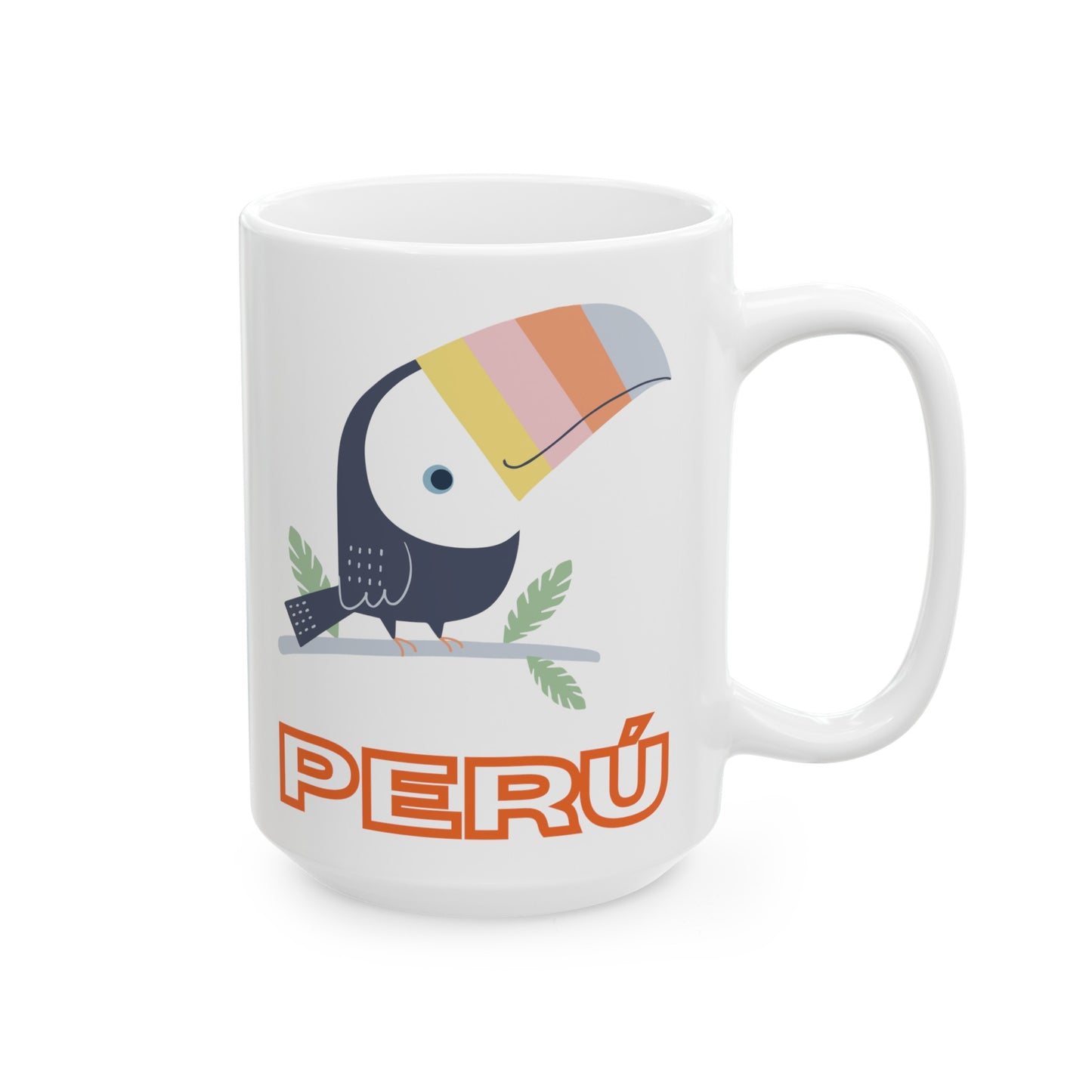 Best Peruvian Ceramic Coffee Mug, (11oz, 15oz) "Peruvian Toucan"