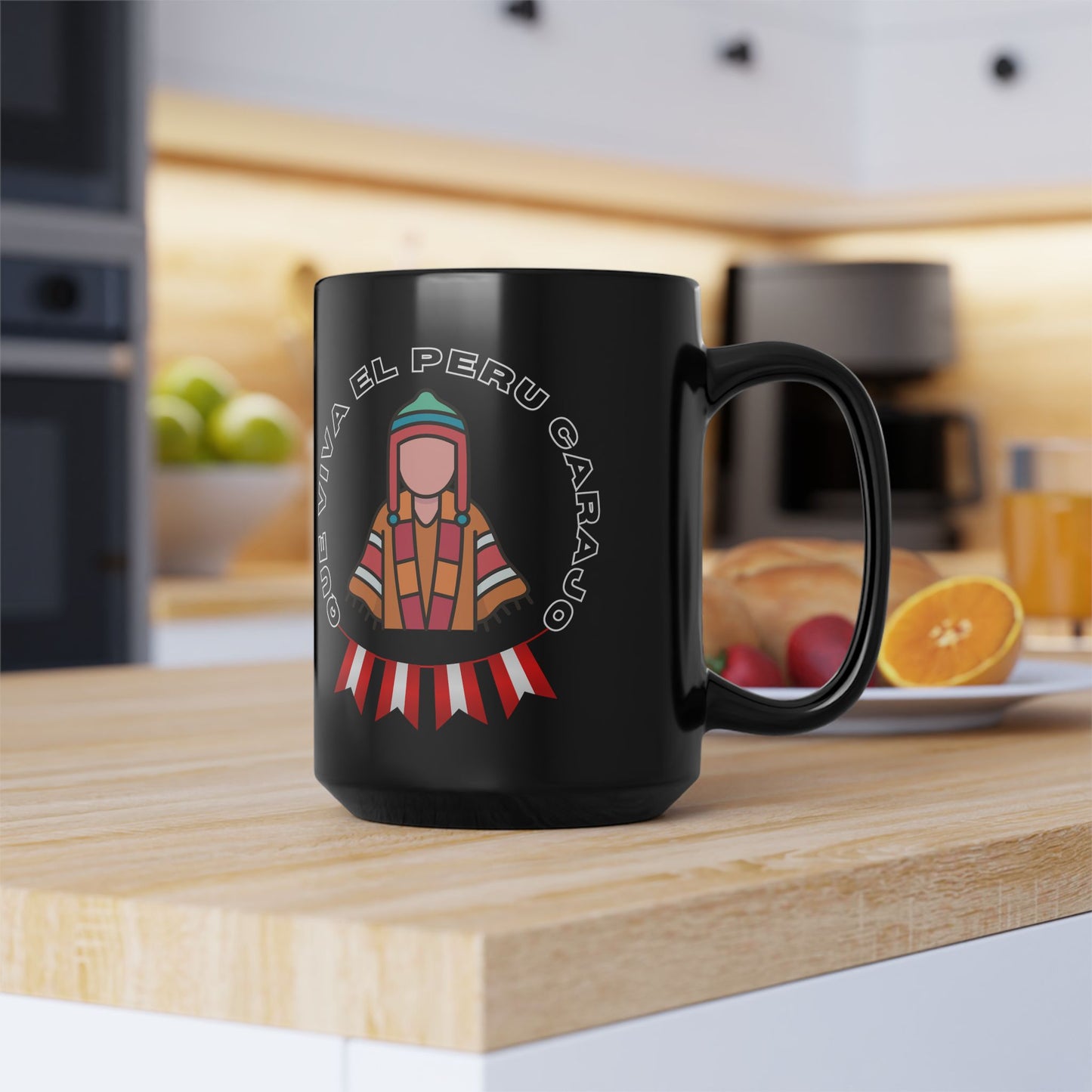 Best Peruvian Coffee Black Mug (11oz, 15oz) "Que Viva El PERU Carajo"