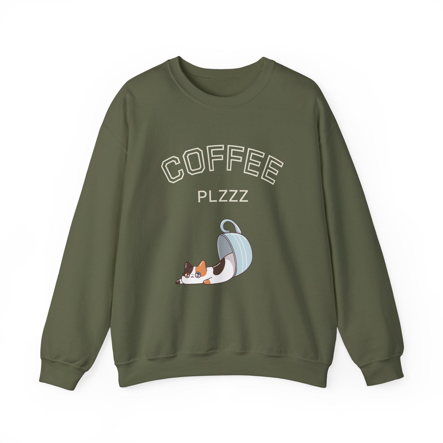 π±β Coffee Plzzz Cat Sweatshirt USA | Eco-Friendly Unisex Coffee Sweater