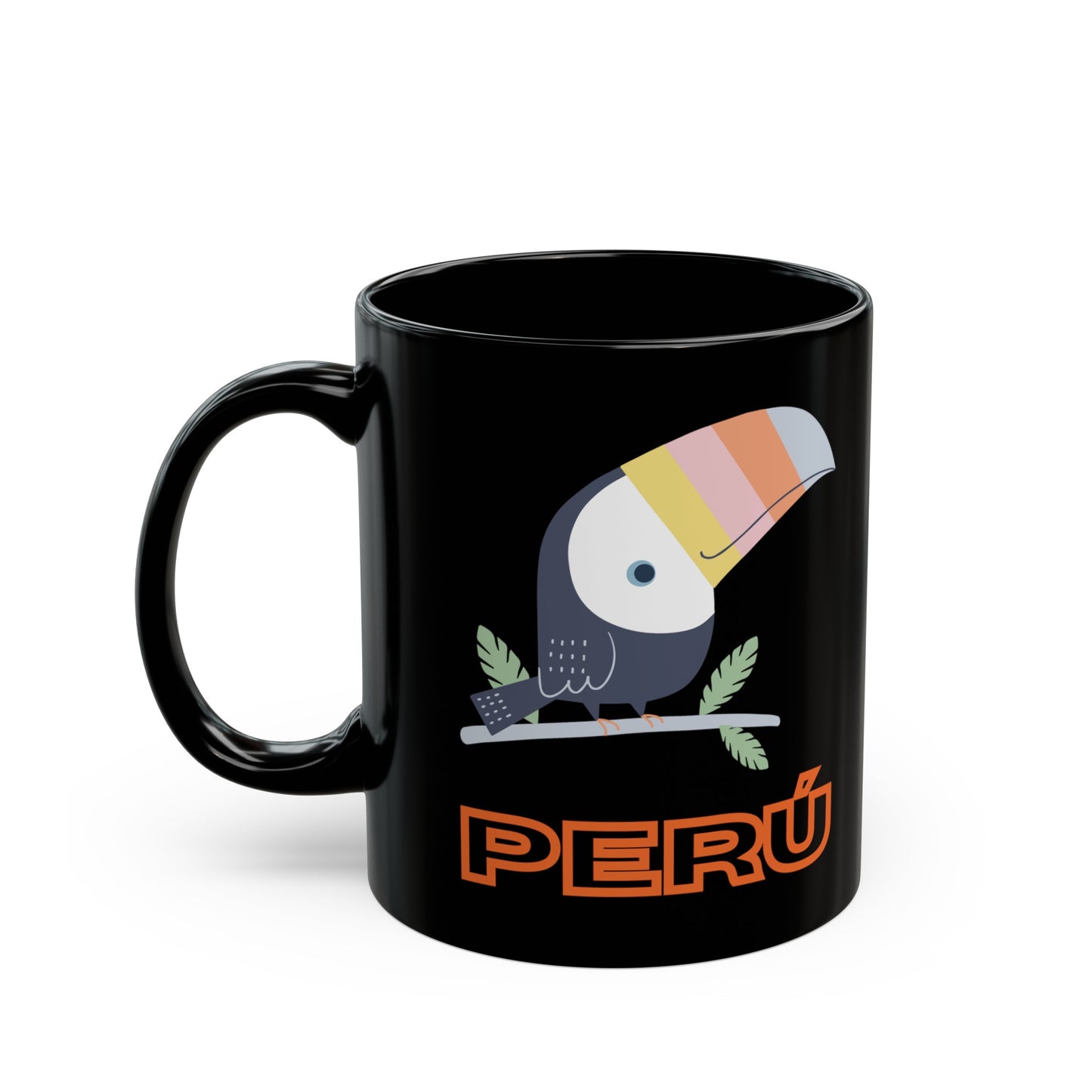 Best Peruvian Coffee Black Mug (11oz, 15oz) "Peru Toucan"