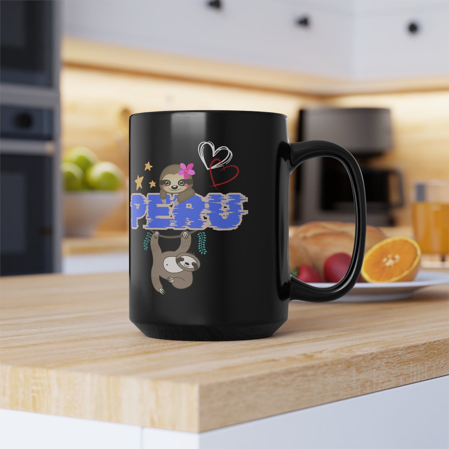 Best Peruvian Coffee Black Mug (11oz, 15oz) "Peru Jungle Perezozo"