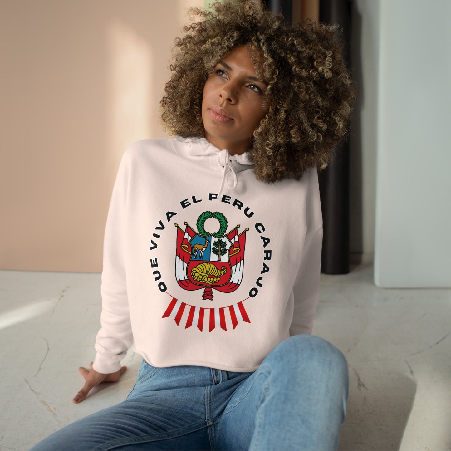 Best Peruvian Crop Hoodie "PERU Escarapela"