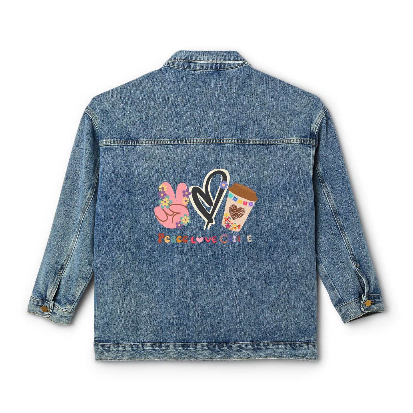 👖☕ Peace Love Coffee Denim Jacket USA | Women’s Relaxed Fit Coffee Jacket