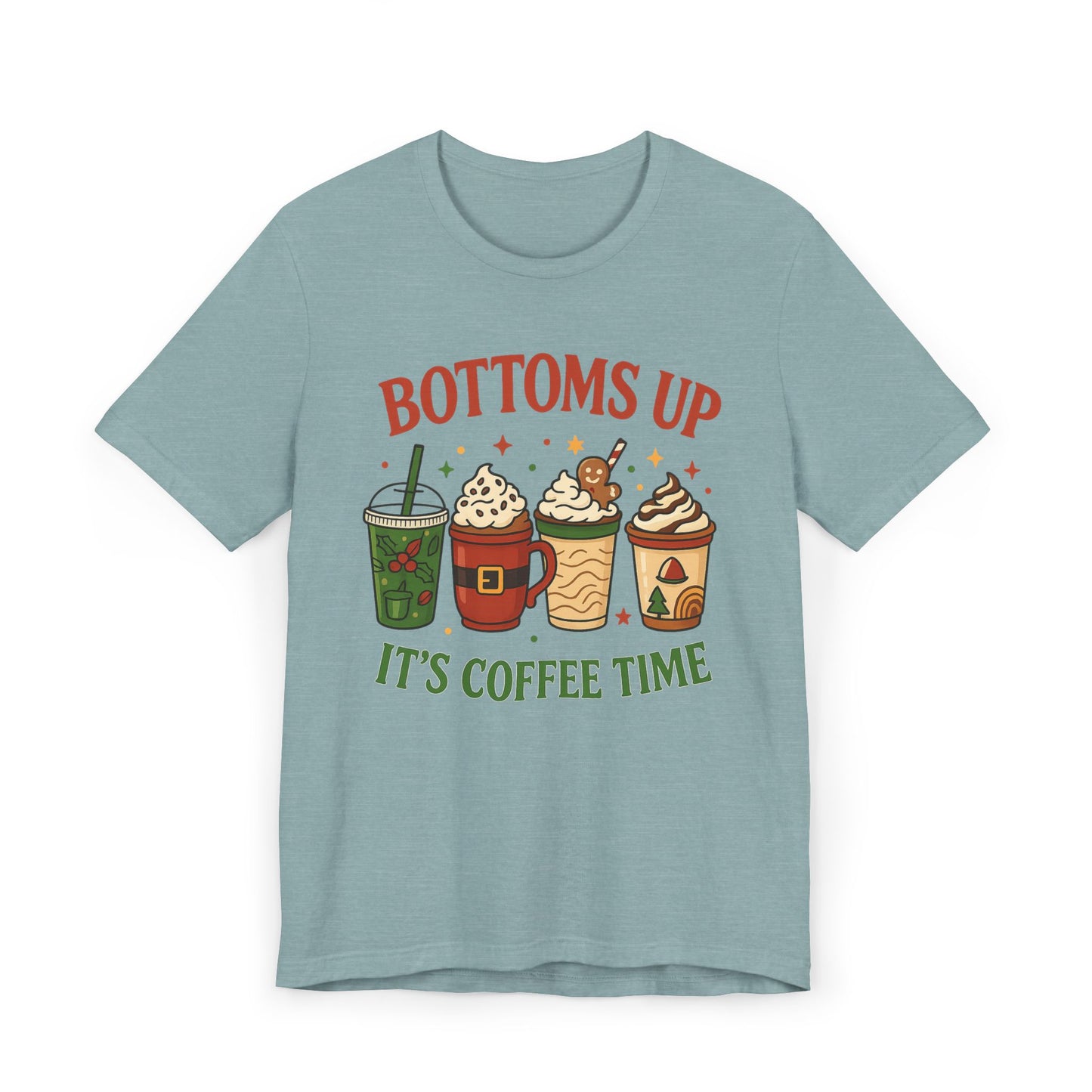 ☕ Bottoms Up It’s Coffee Time Unisex T-Shirt USA | Coffee Lovers Tee