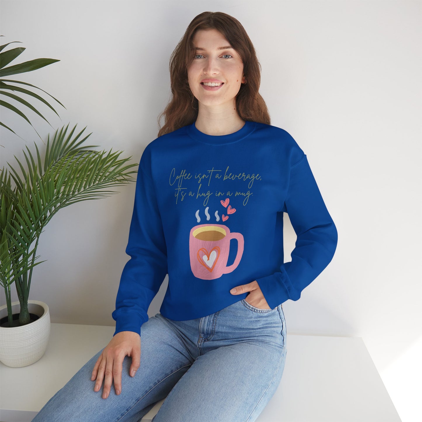 ☕ Coffee Hug in a Mug Sweatshirt USA | Cozy Unisex Sweater for Coffee Lovers