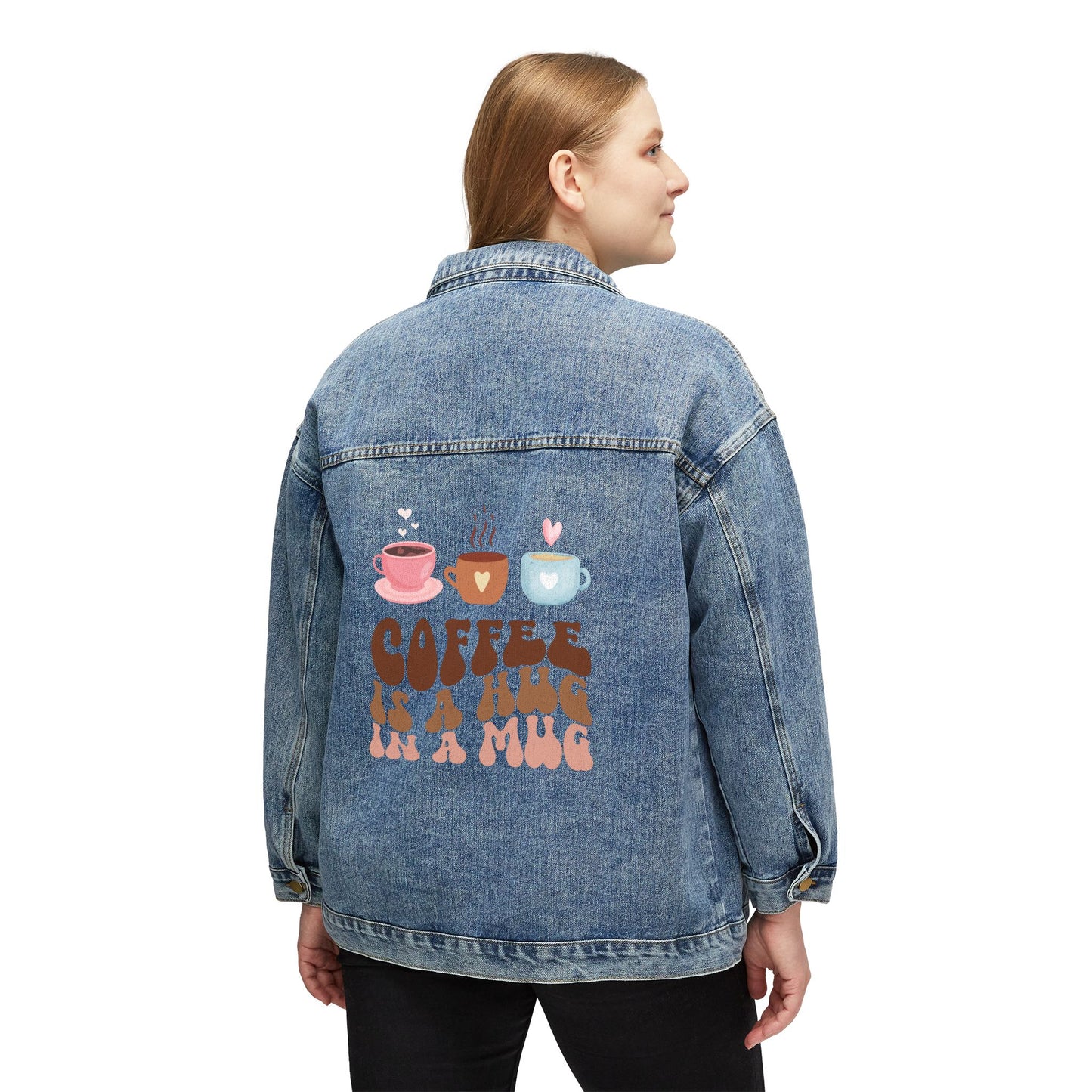 ☕💖 Coffee Hug in a Mug Denim Jacket USA | Cozy Women’s Coffee Jean Jacket