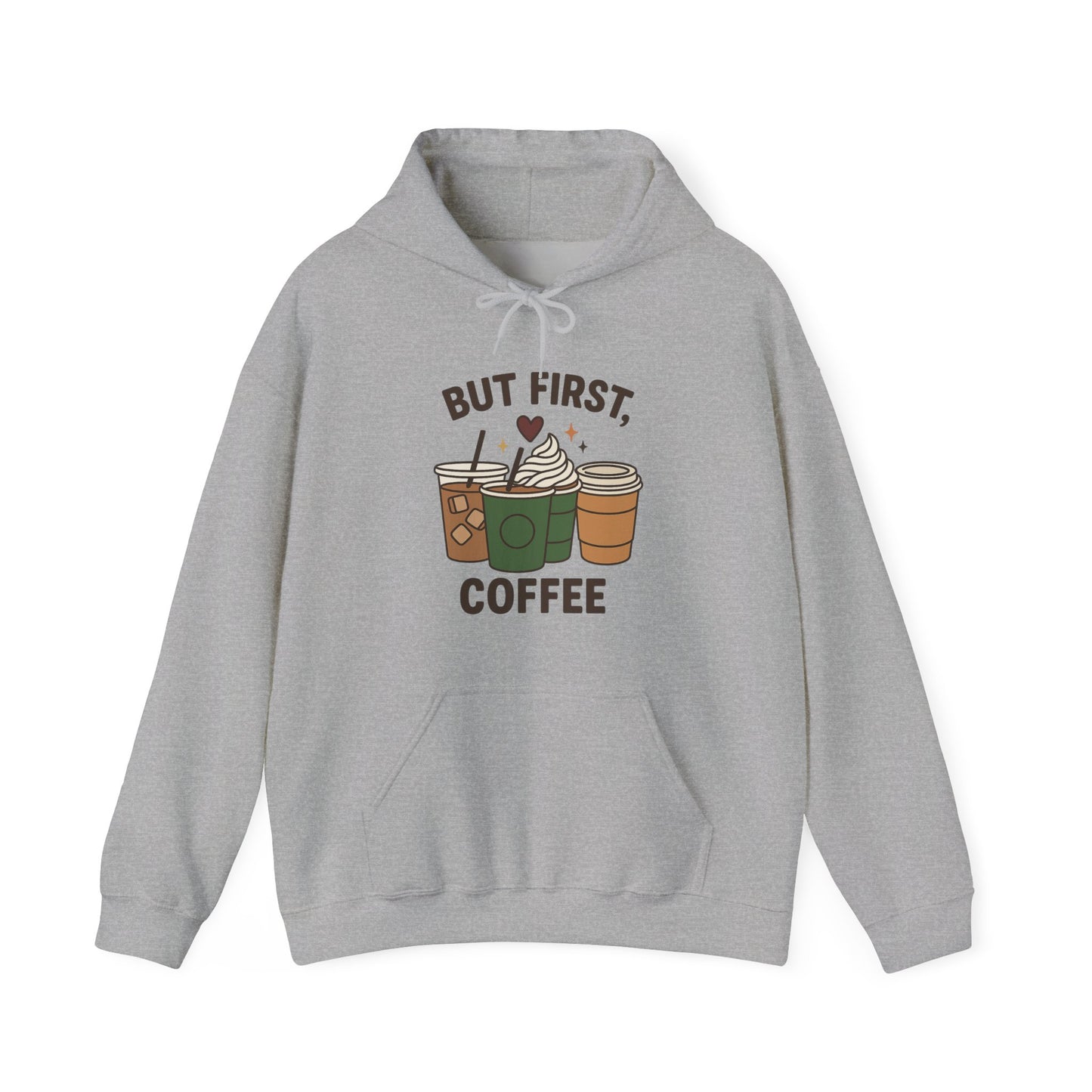 But First Coffee Unisex Hoodie – Funny Coffee Cups Graphic Hoodie (USA Only)