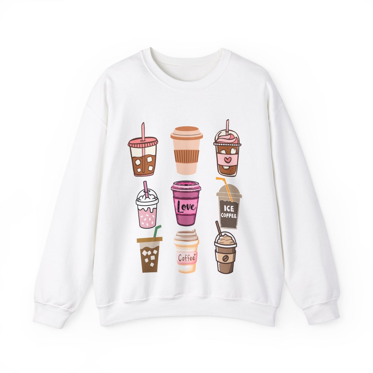 ☕ Iced Coffee Drinks Sweatshirt USA | Fun Unisex Sweater for Coffee Lovers