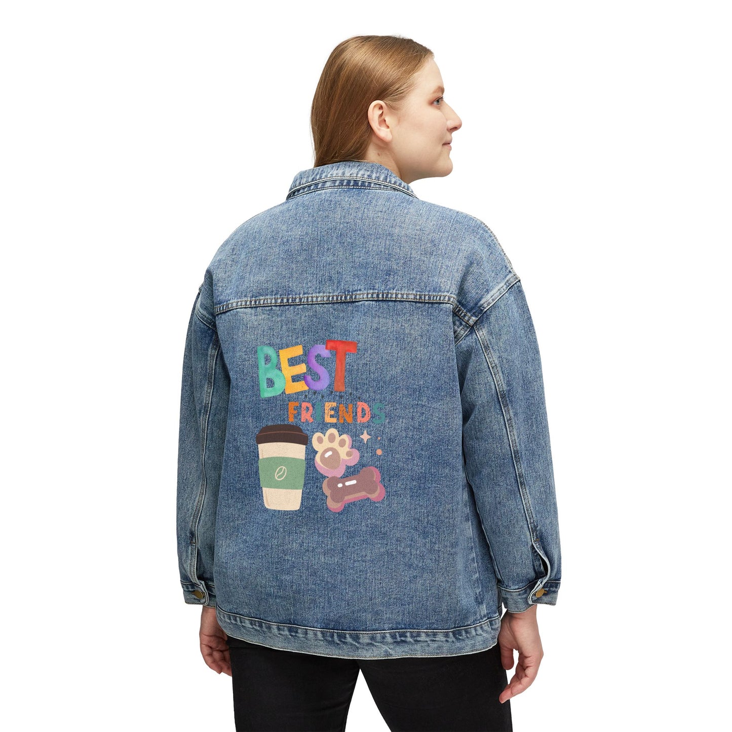👖🐾 Best Friend Coffee Denim Jacket USA | Women’s Dog & Coffee Lover Jacket