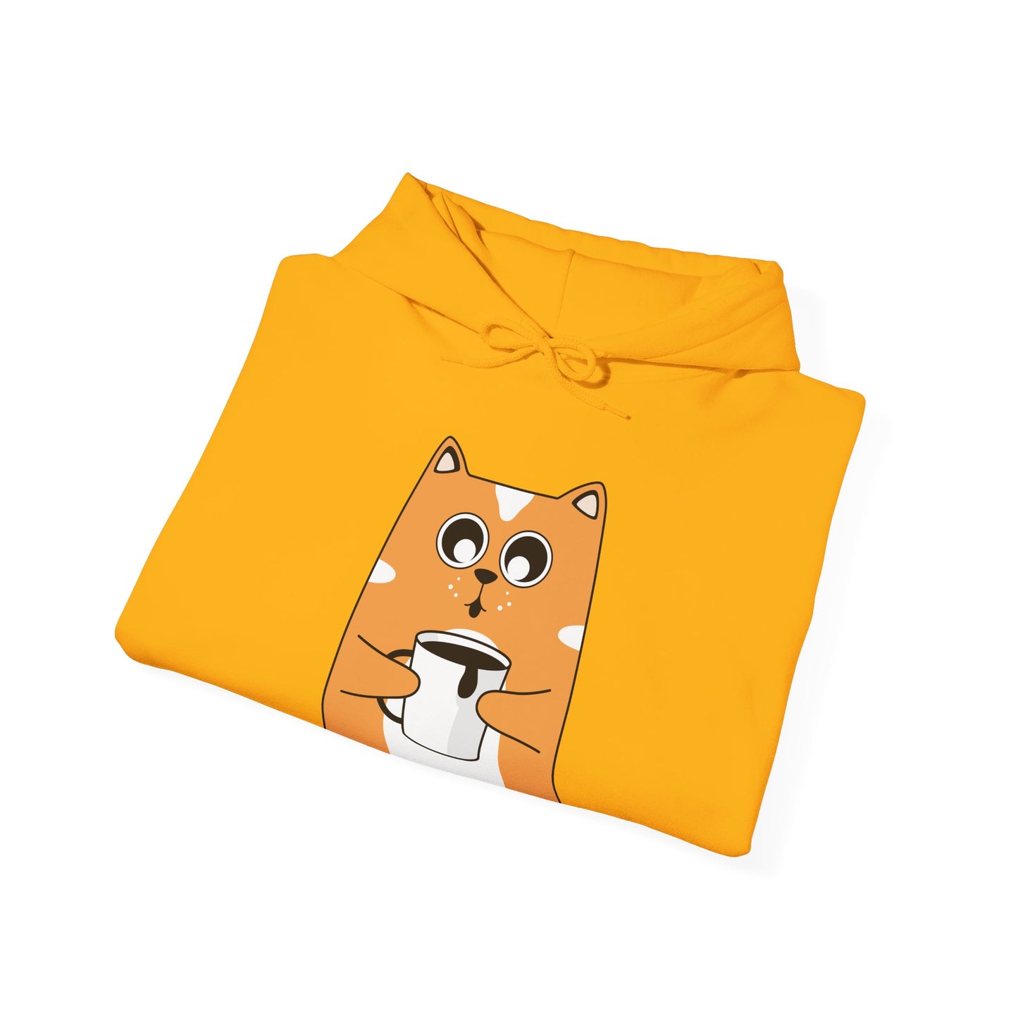 Coffee Cat Hug Hoodie (Unisex) – Cute Orange Cat with Coffee Cup Graphic Hoodie (USA Only)