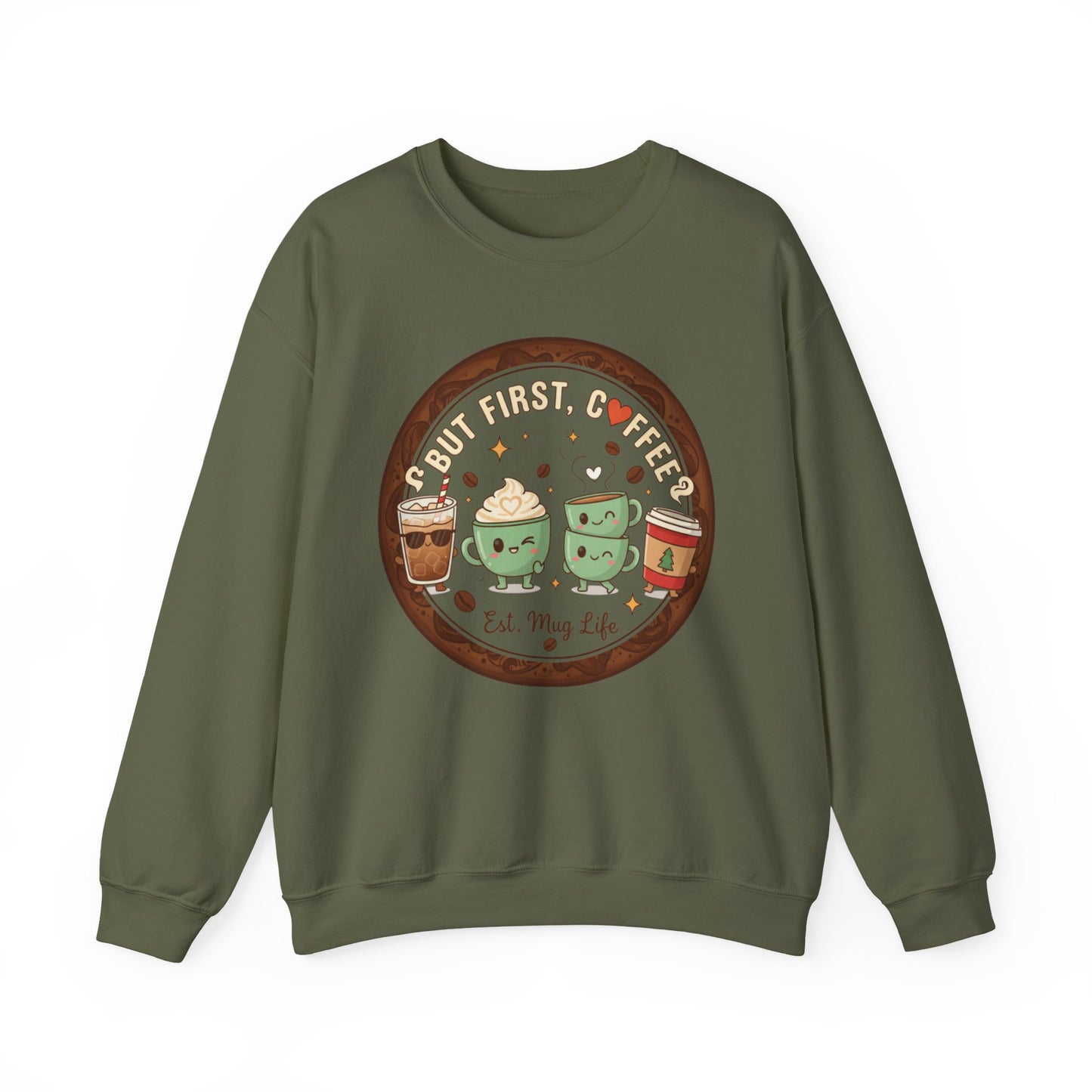 ☕❤️ But First, Coffee Mug Life Sweatshirt USA | Cozy Unisex Coffee Sweater