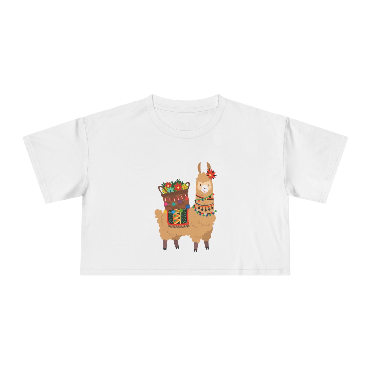 Fiesta Llama Crop Tee Women's Crop Tee | Holiday T-Shirt, Cute Gift, Summer Top, Casual Wear, Unique Design