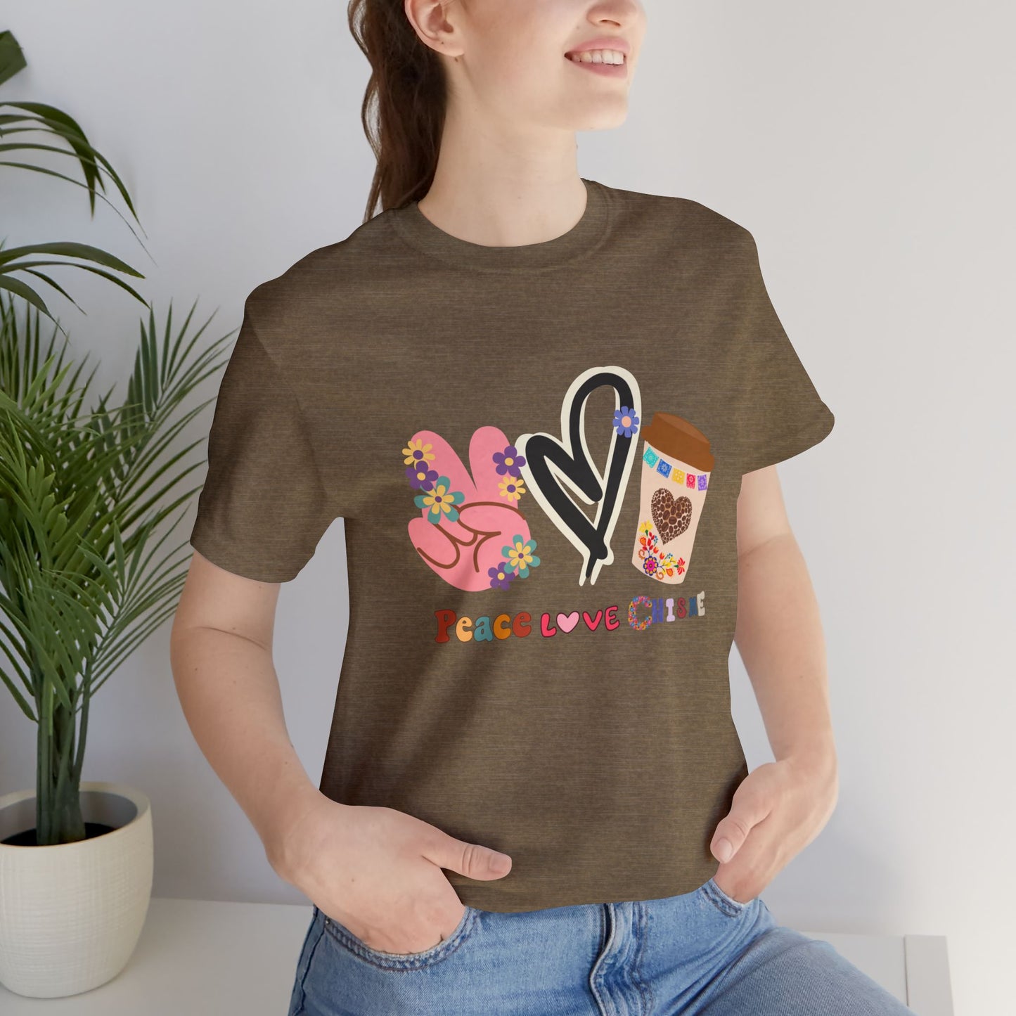 Peace Love Chisme T-Shirt β Fun Coffee Graphic Tee for Everyday Vibes (USA Shipping)