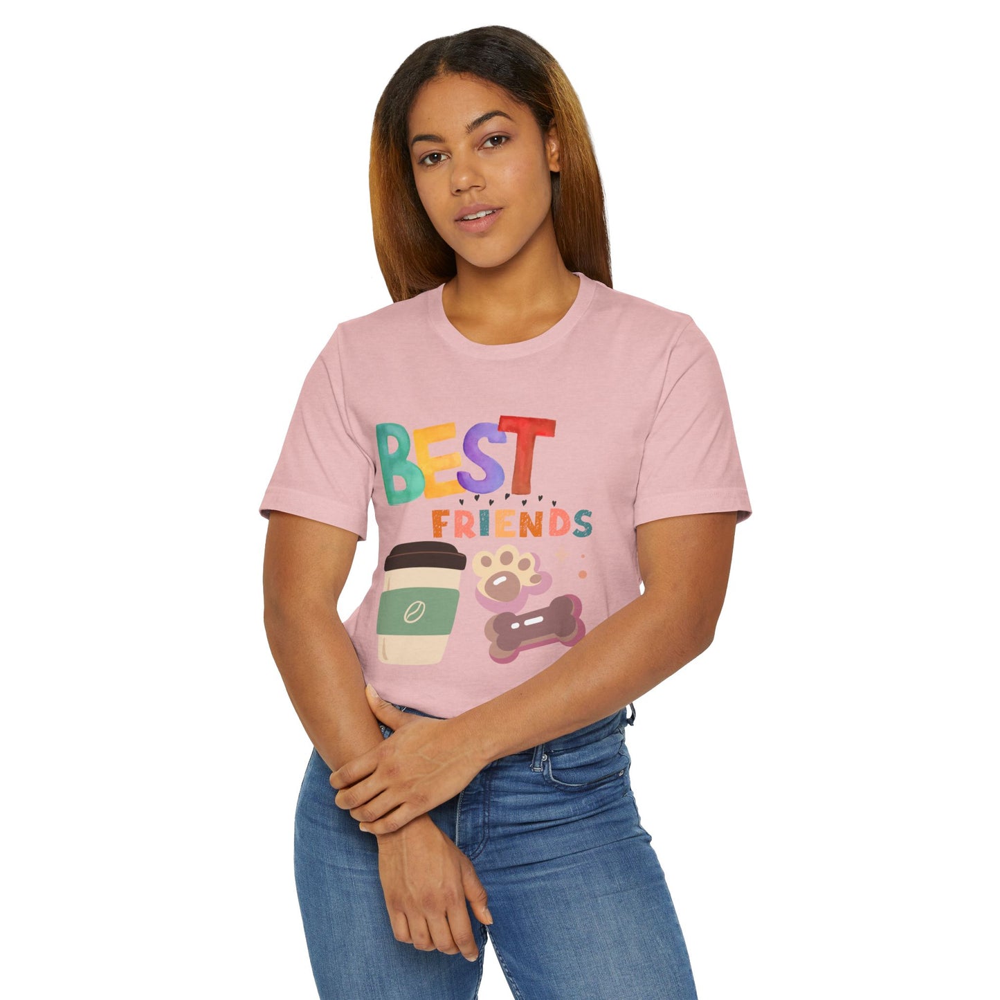 Best Friends Coffee & Dogs T-Shirt – Cute Pet Lover Graphic Tee for Coffee Fans (USA Only)