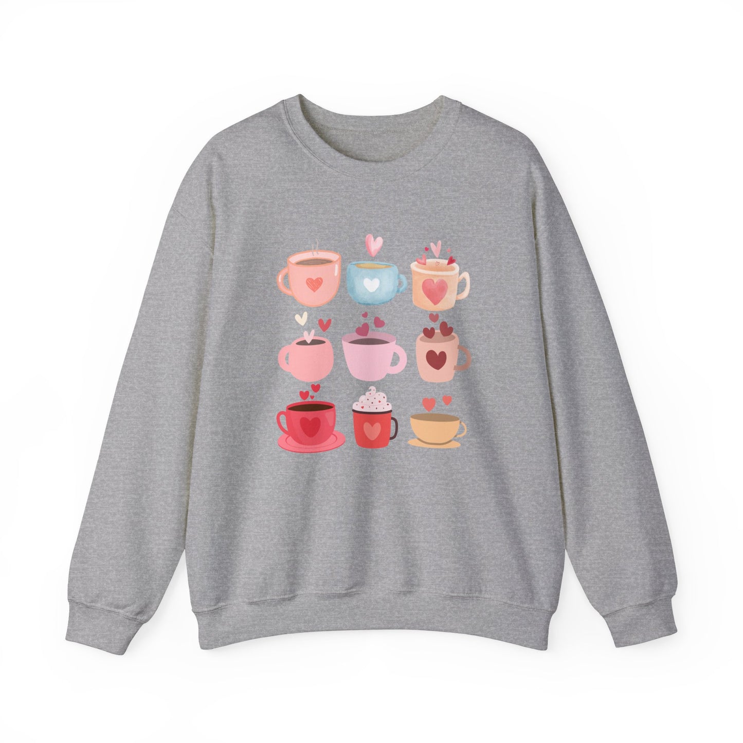☕ Valentine Coffee Cups Sweatshirt USA | Cute Unisex Sweater for Coffee Lovers