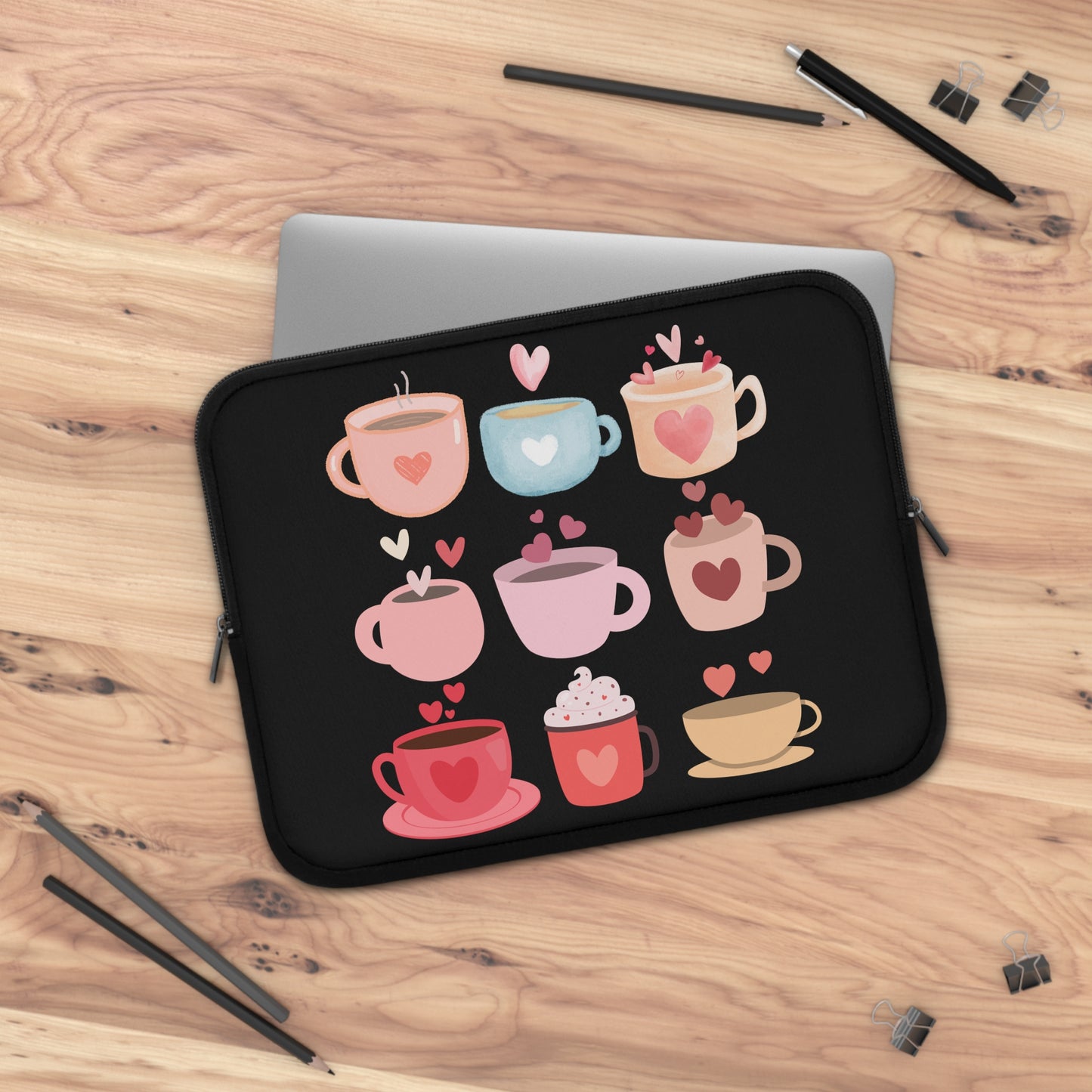 Best Coffee Laptop Sleeve "Coffee Mugs Heart"