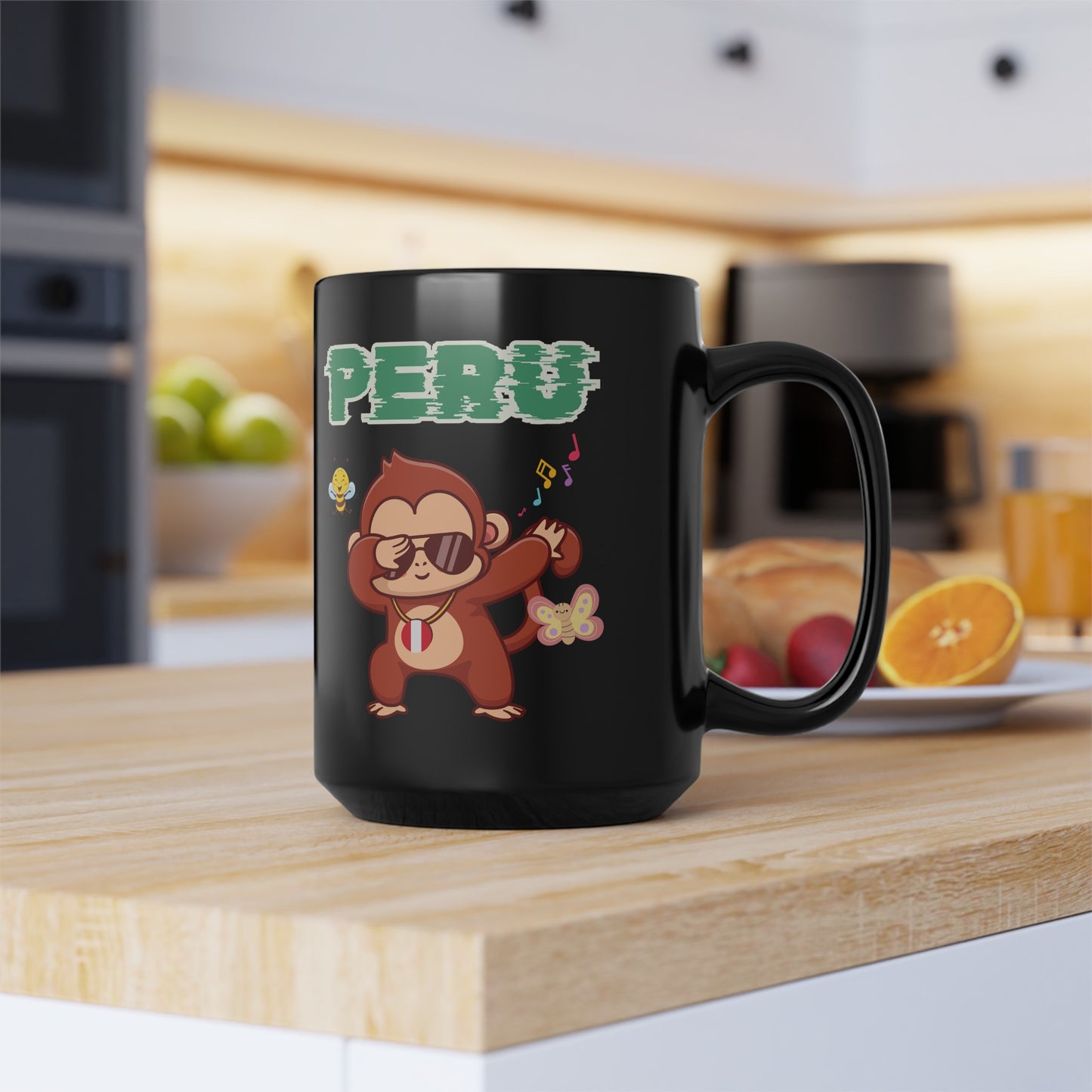 Best Peruvian Coffee Black Mug (11oz, 15oz) "Peru Jungle Party"