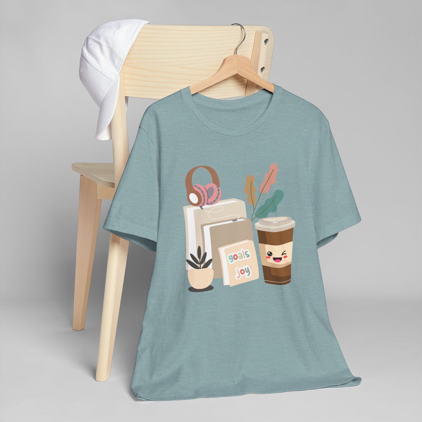 Goals & Joy Coffee T-Shirt – Cute Motivational Graphic Tee for Coffee Lovers (USA Only)