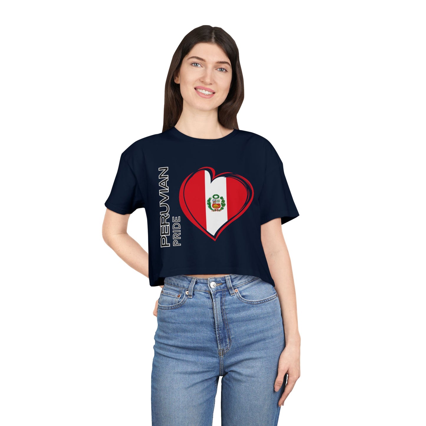 Best Peruvian Pride Crop Top | Peru Flag Heart | Gift USA