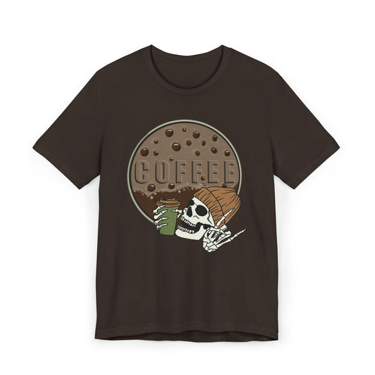 Coffee Skeleton T-Shirt – Cool Skull Graphic Tee for Coffee Lovers (USA Only)