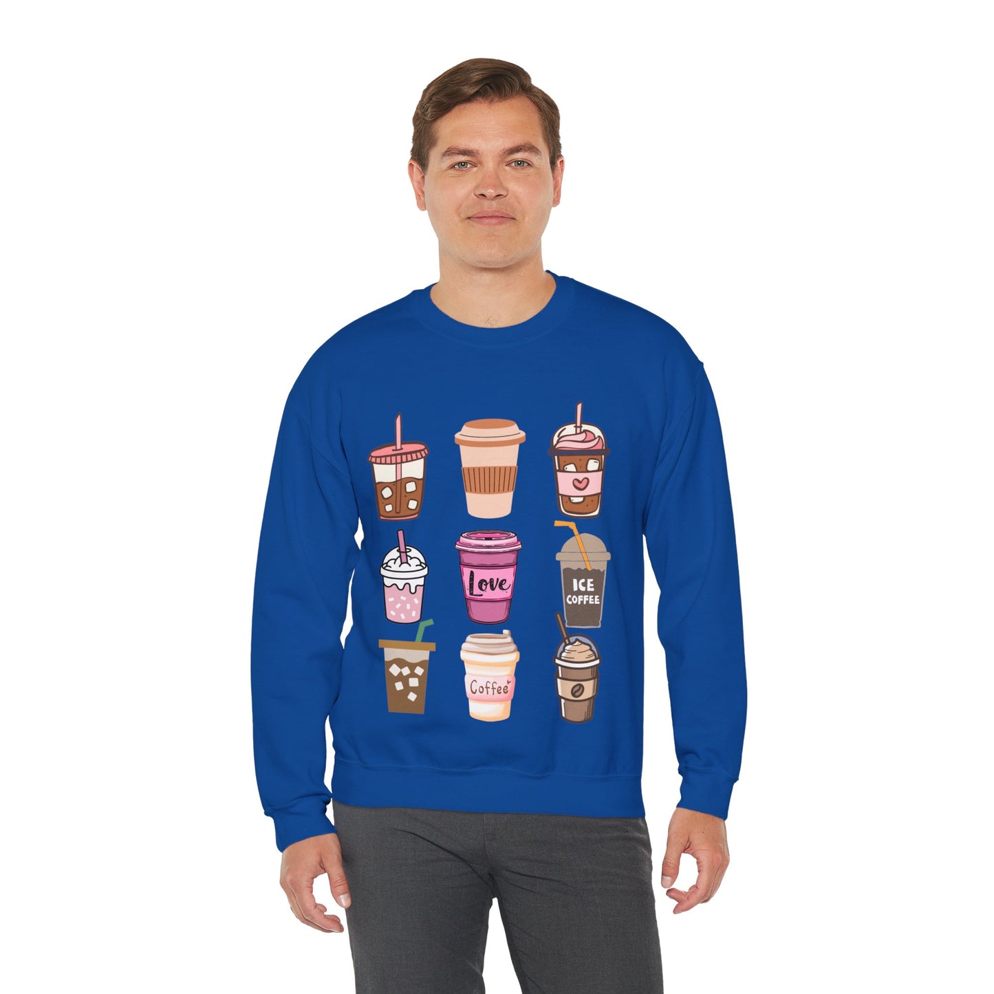 ☕ Iced Coffee Drinks Sweatshirt USA | Fun Unisex Sweater for Coffee Lovers