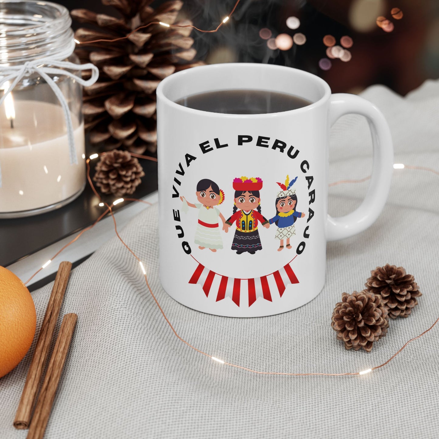 Best Peruvian Ceramic Coffee Mug, (11oz, 15oz) "PERU Costa, Sierra y Selva"