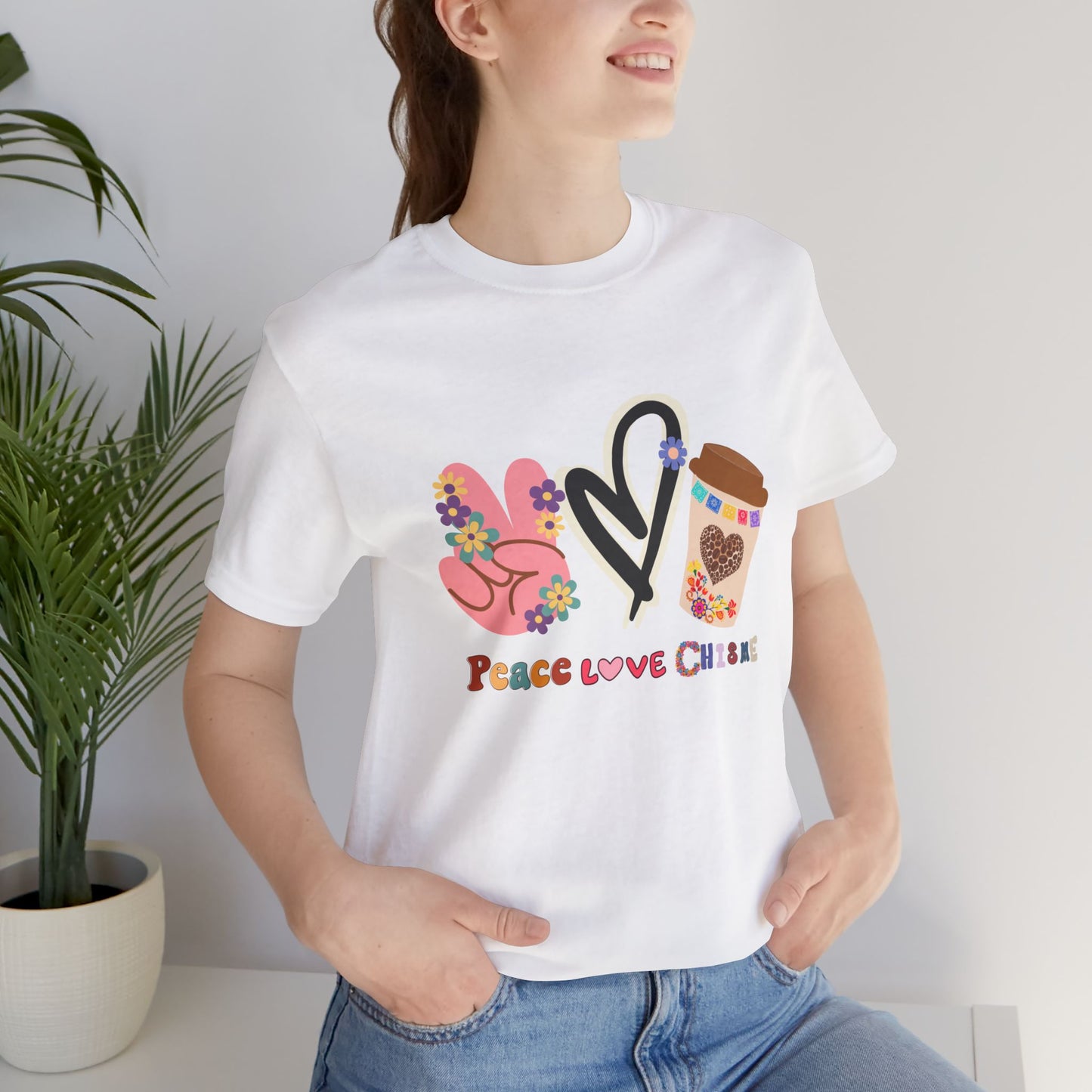 Peace Love Chisme T-Shirt β Fun Coffee Graphic Tee for Everyday Vibes (USA Shipping)