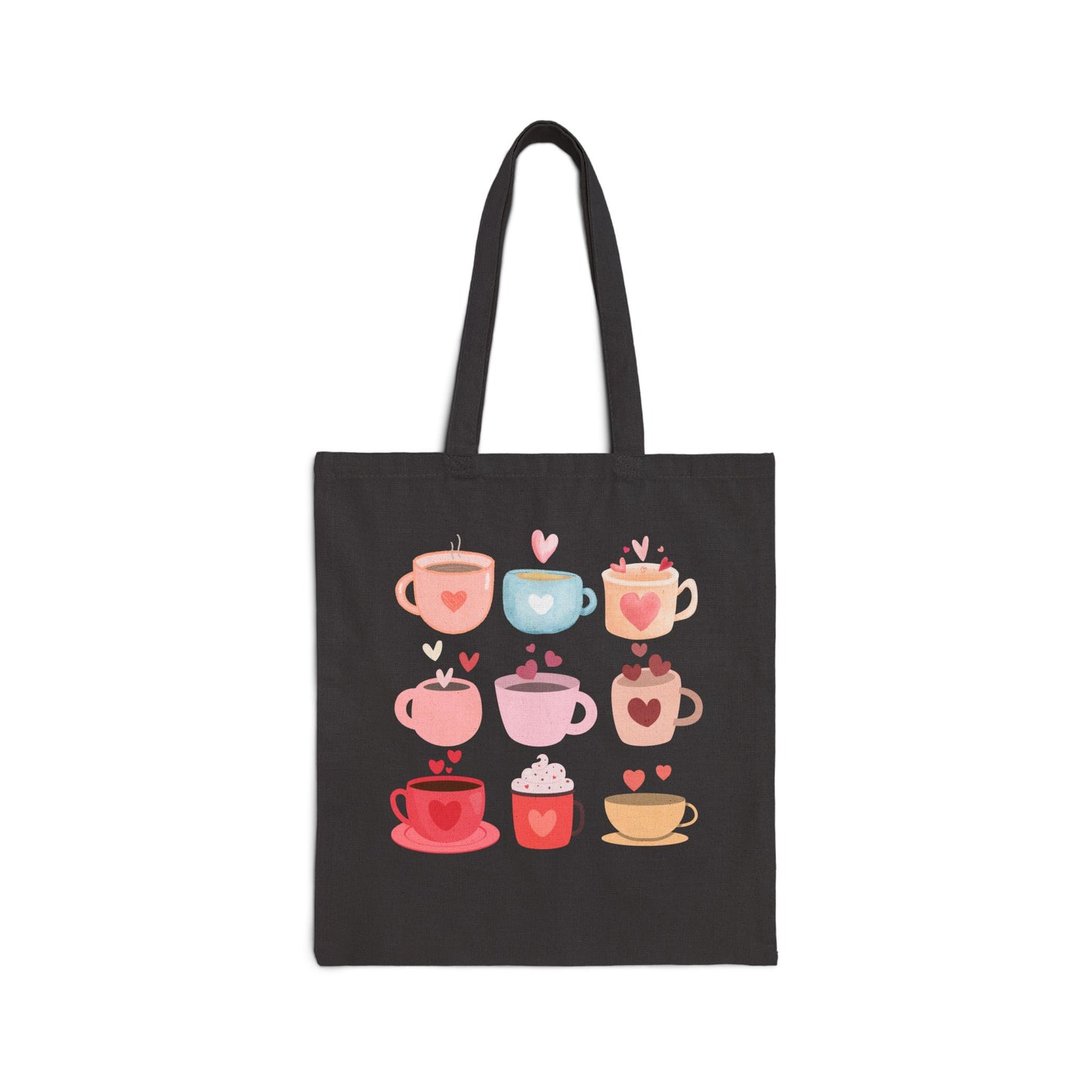 Best coffee Cotton Canvas Tote Bag "Coffee Mugs Heart"