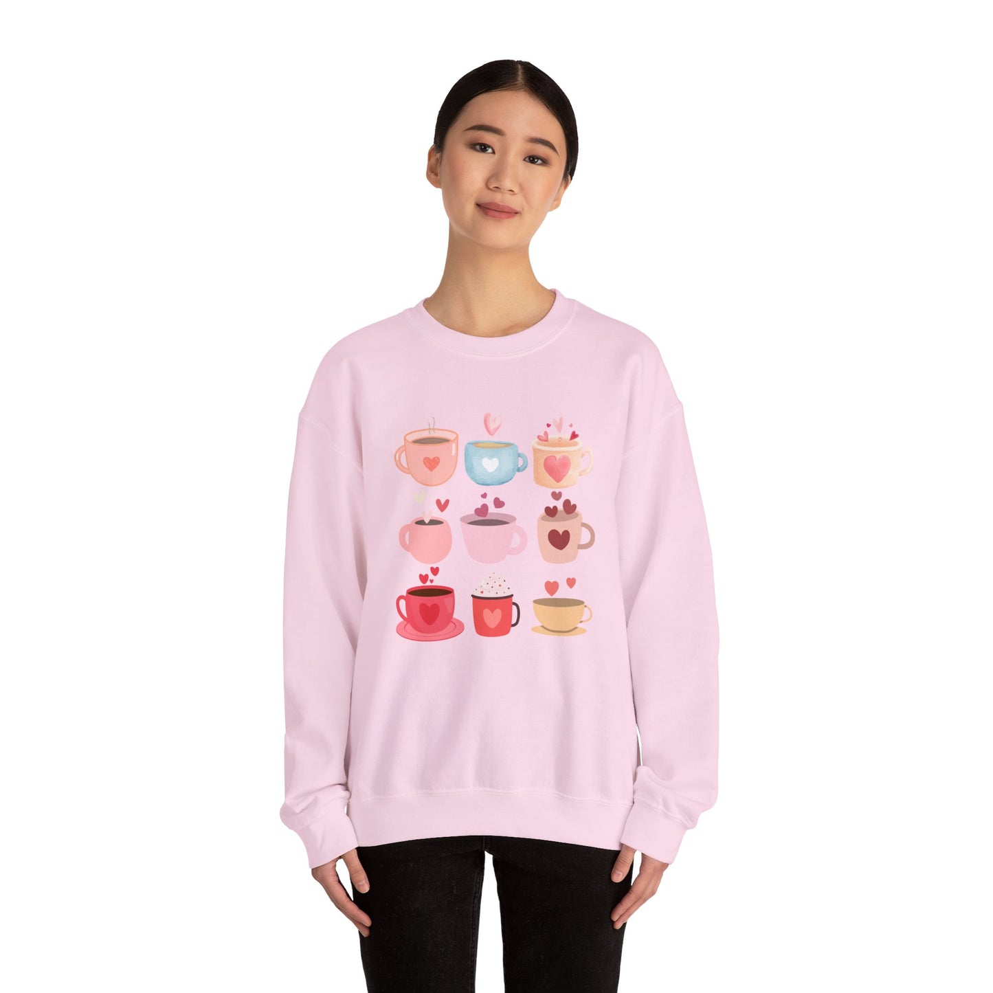 ☕ Valentine Coffee Cups Sweatshirt USA | Cute Unisex Sweater for Coffee Lovers