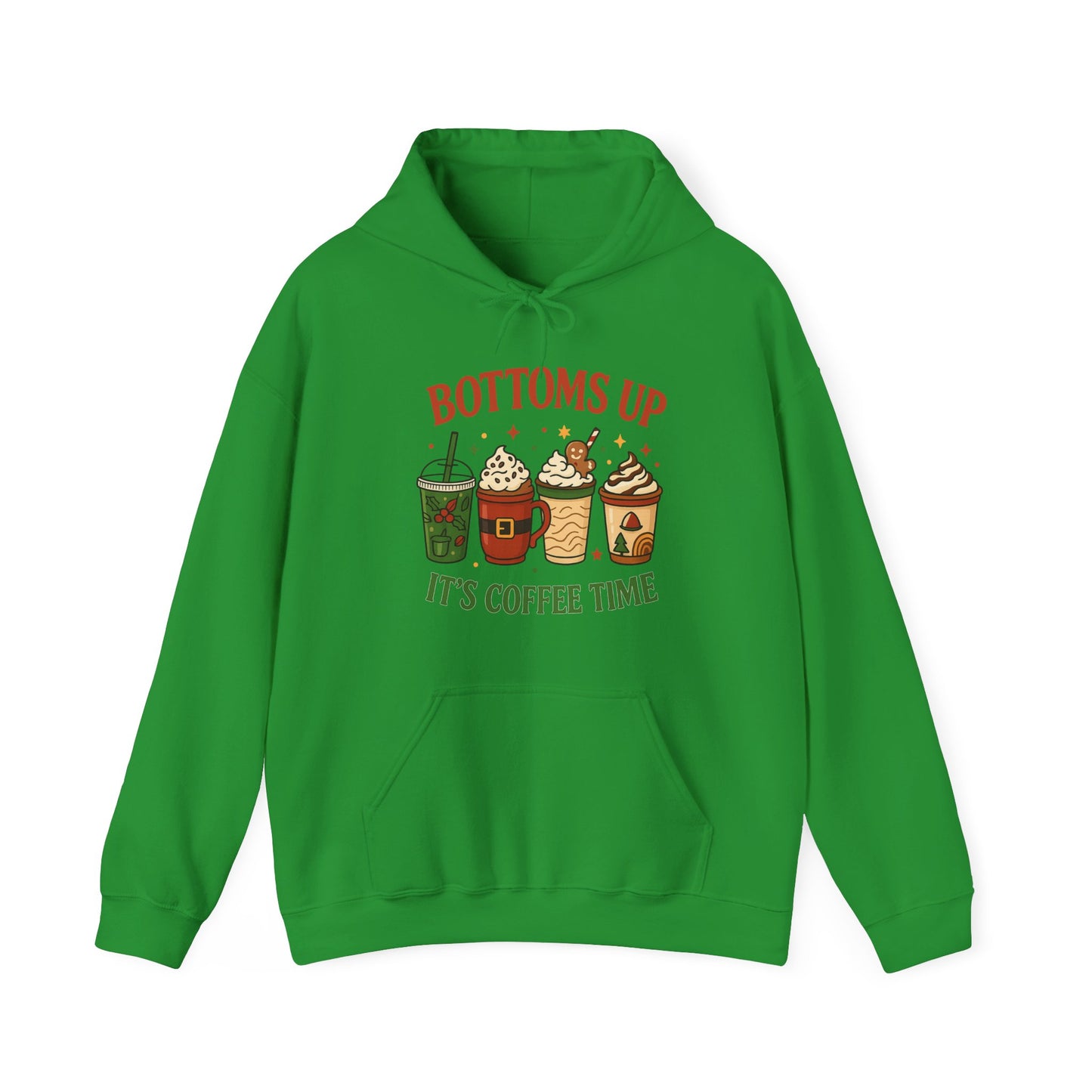 Bottoms Up Coffee Time Hoodie USA ☕ – Unisex Hoodie for Coffee Lovers