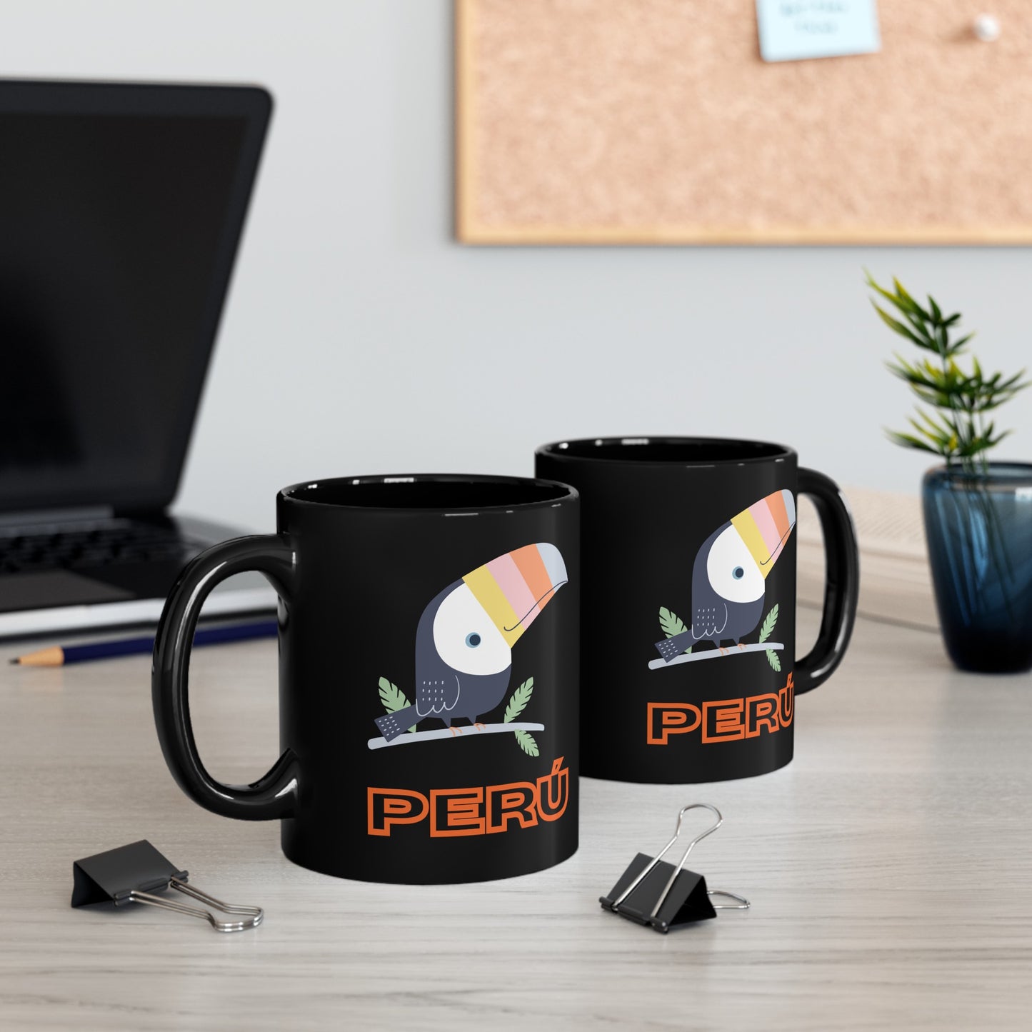 Best Peruvian Coffee Black Mug (11oz, 15oz) "Peru Toucan"