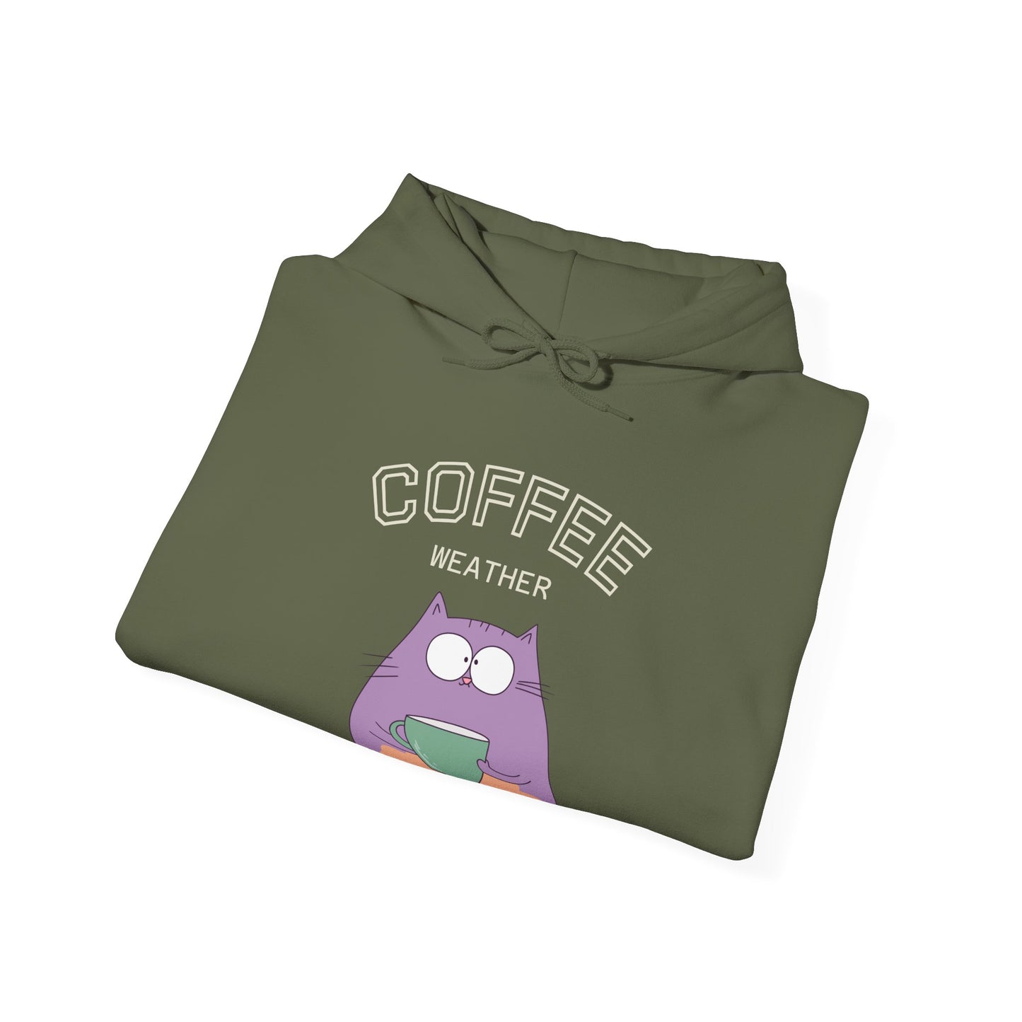 π±β Coffee Weather Cat Hoodie USA | Cozy Coffee Lovers Hoodie