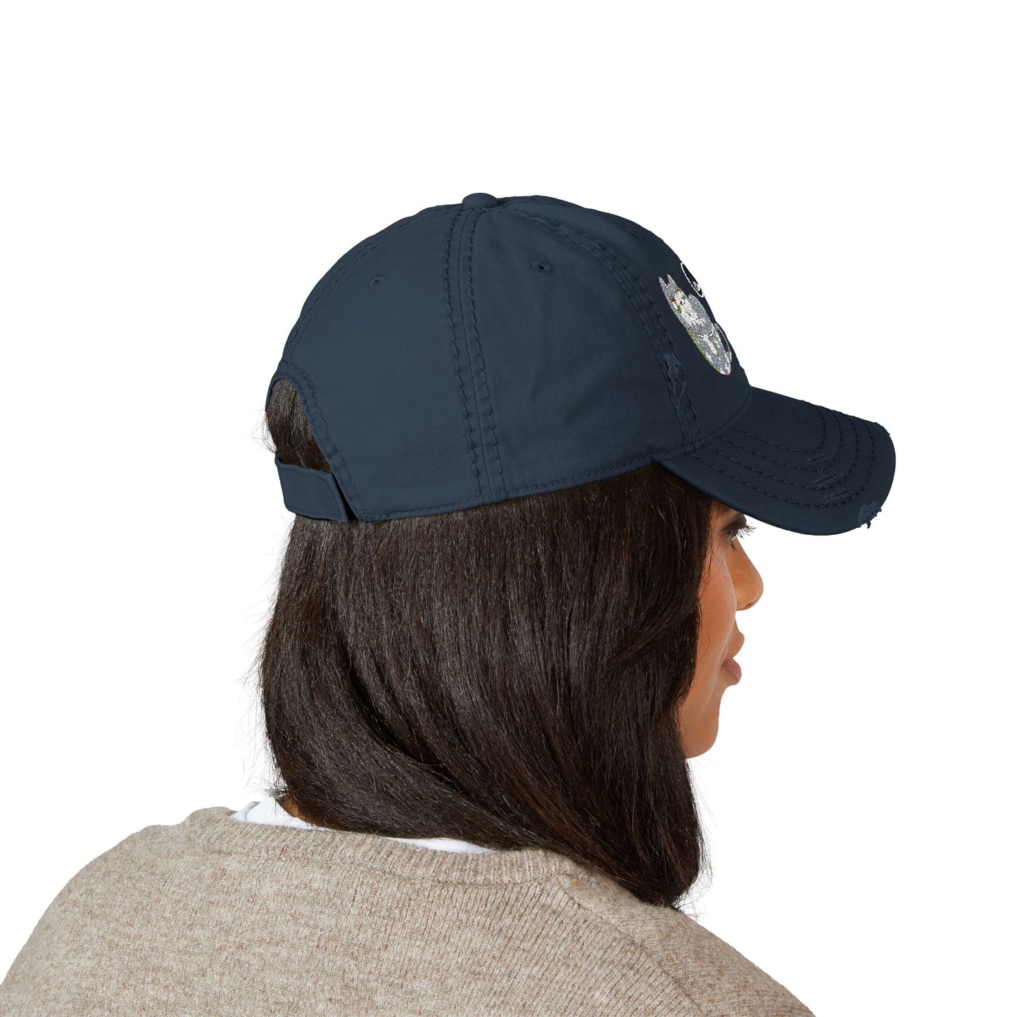 Coffee Cat Distressed Dad Hat – Casual Embroidered Style (USA Only)
