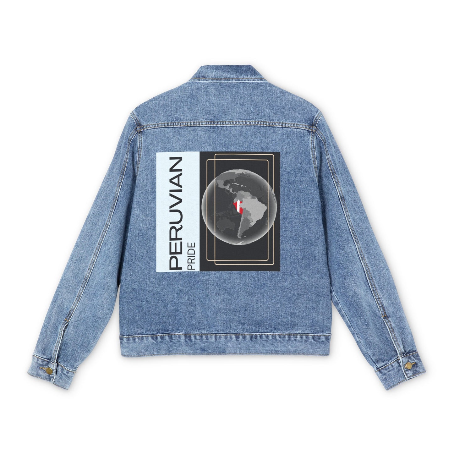 Peruvian Inspired Men's Denim Jacket "Peruvian Pride"