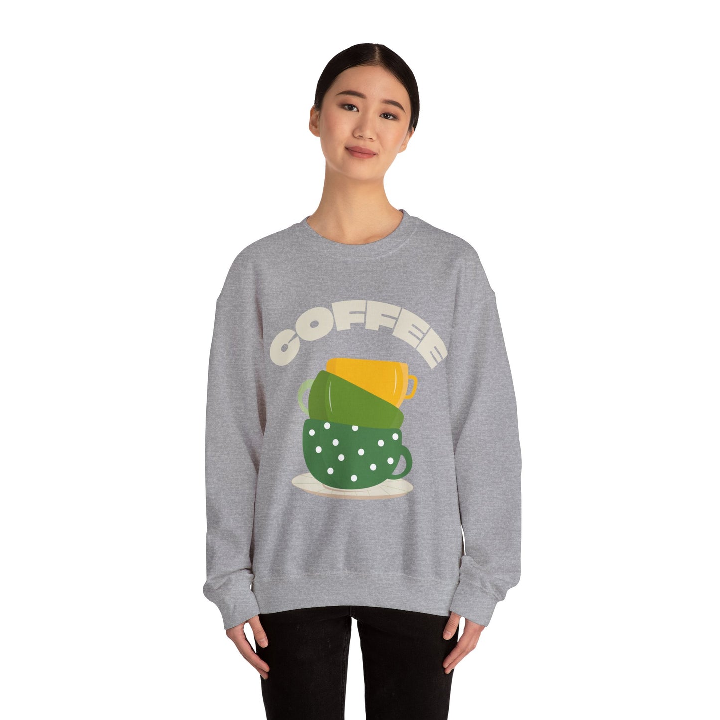 βπ’ Stacked Coffee Cups Sweatshirt USA | Eco-Friendly Unisex Coffee Sweater