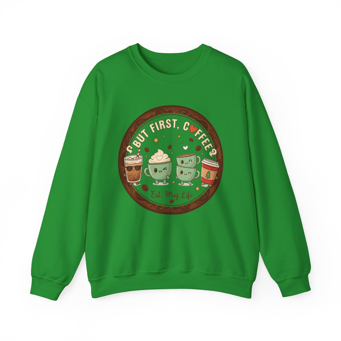 ☕❤️ But First, Coffee Mug Life Sweatshirt USA | Cozy Unisex Coffee Sweater