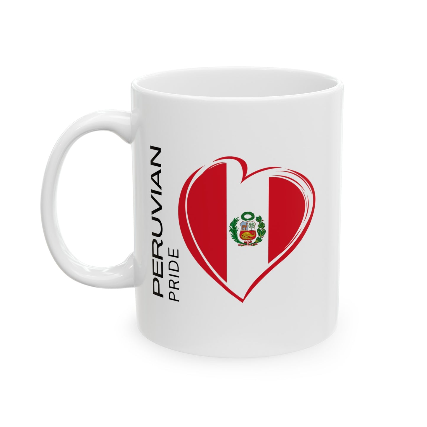Best Peruvian Ceramic Coffee Mug, (11oz, 15oz) "Peruvian Flag"